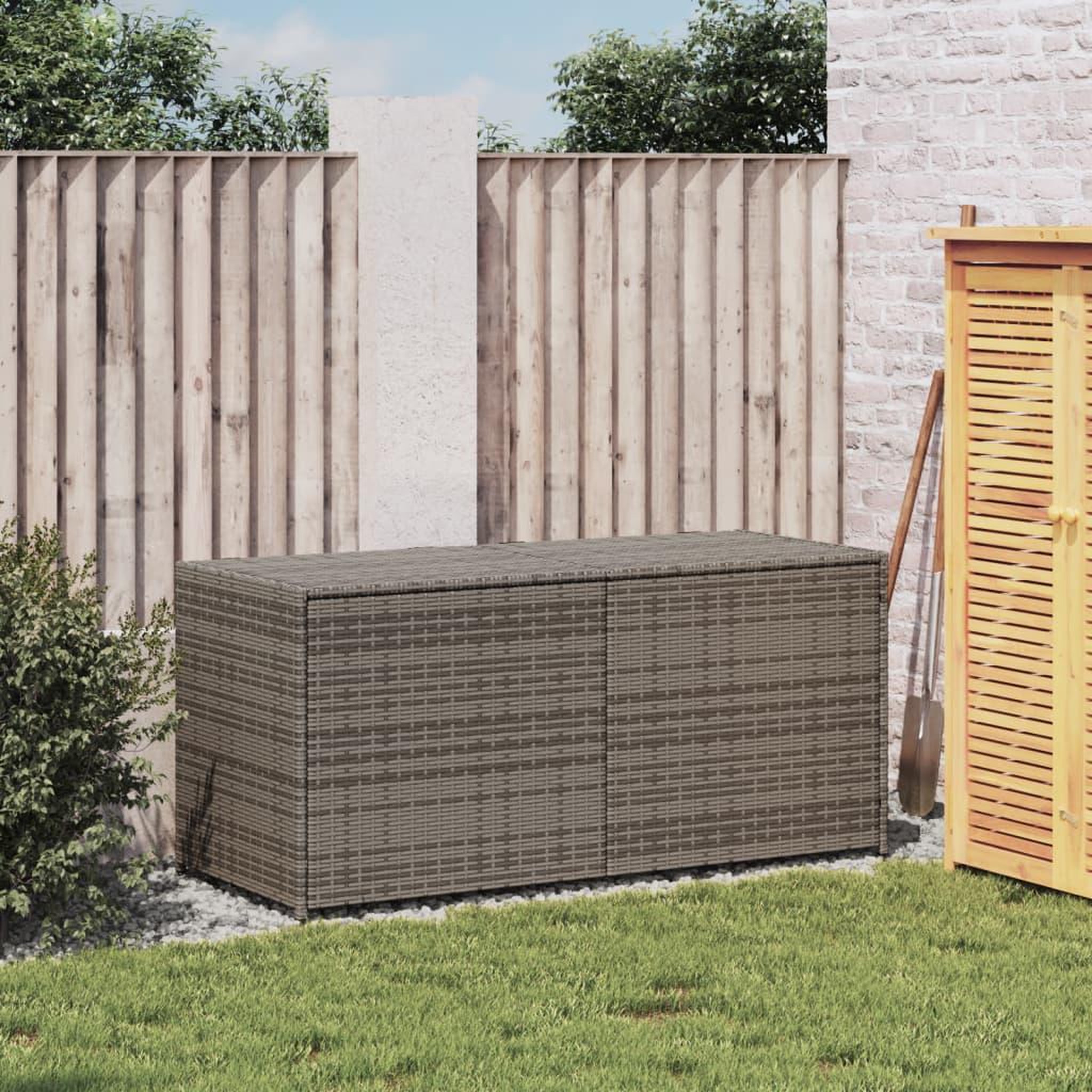 Voir la diapositive 3 : VIDAXL Boîte de rangement de jardin gris 283L resine tressee