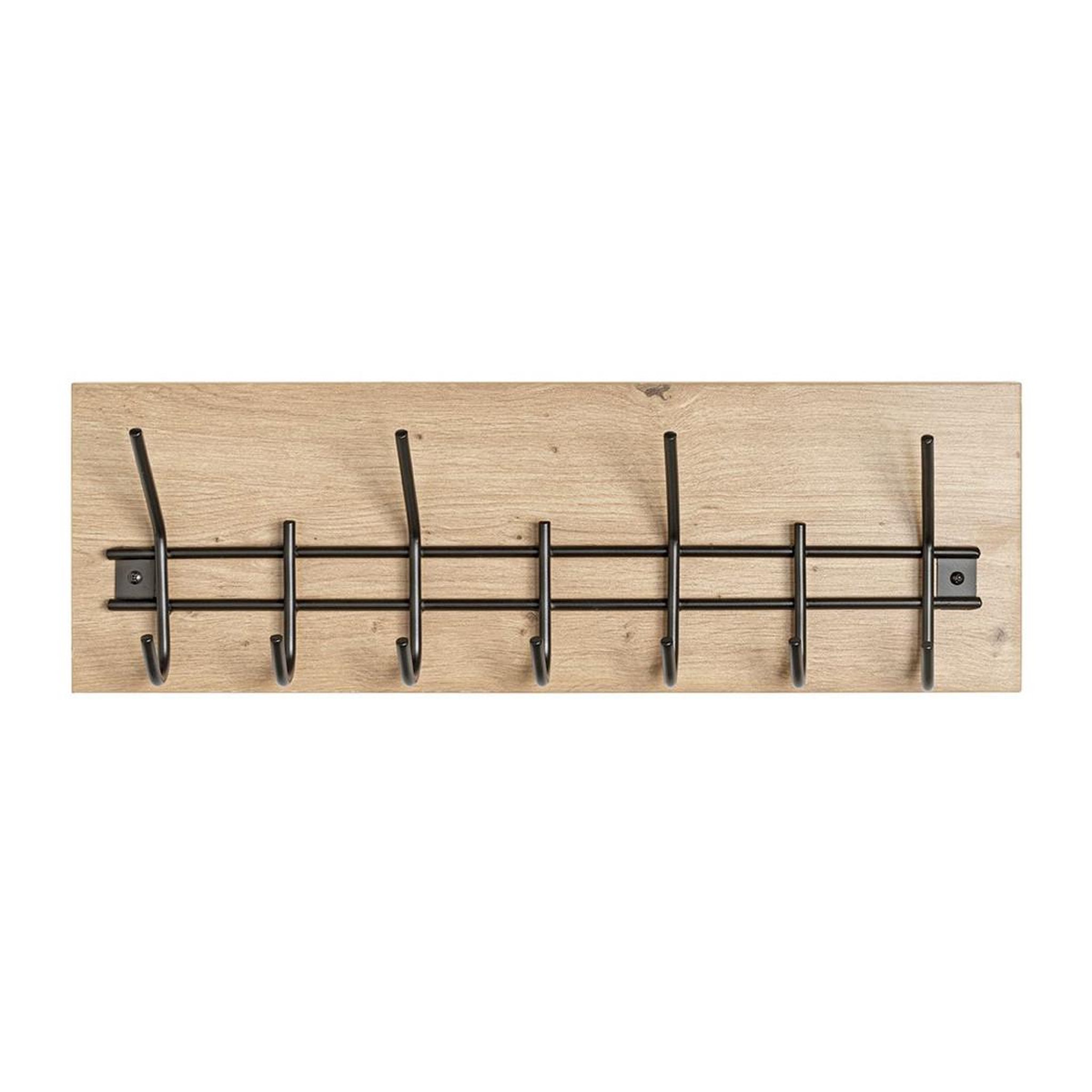 Voir la diapositive 2 : Paris Prix Patère murale 7 crochets  fama  60cm chêne & noir