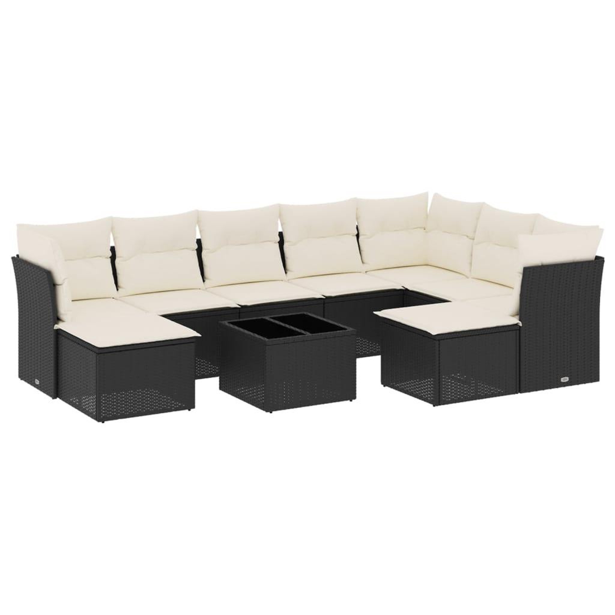 Voir la diapositive 2 : VIDAXL Salon de jardin 10 pcs avec coussins noir resine tressee