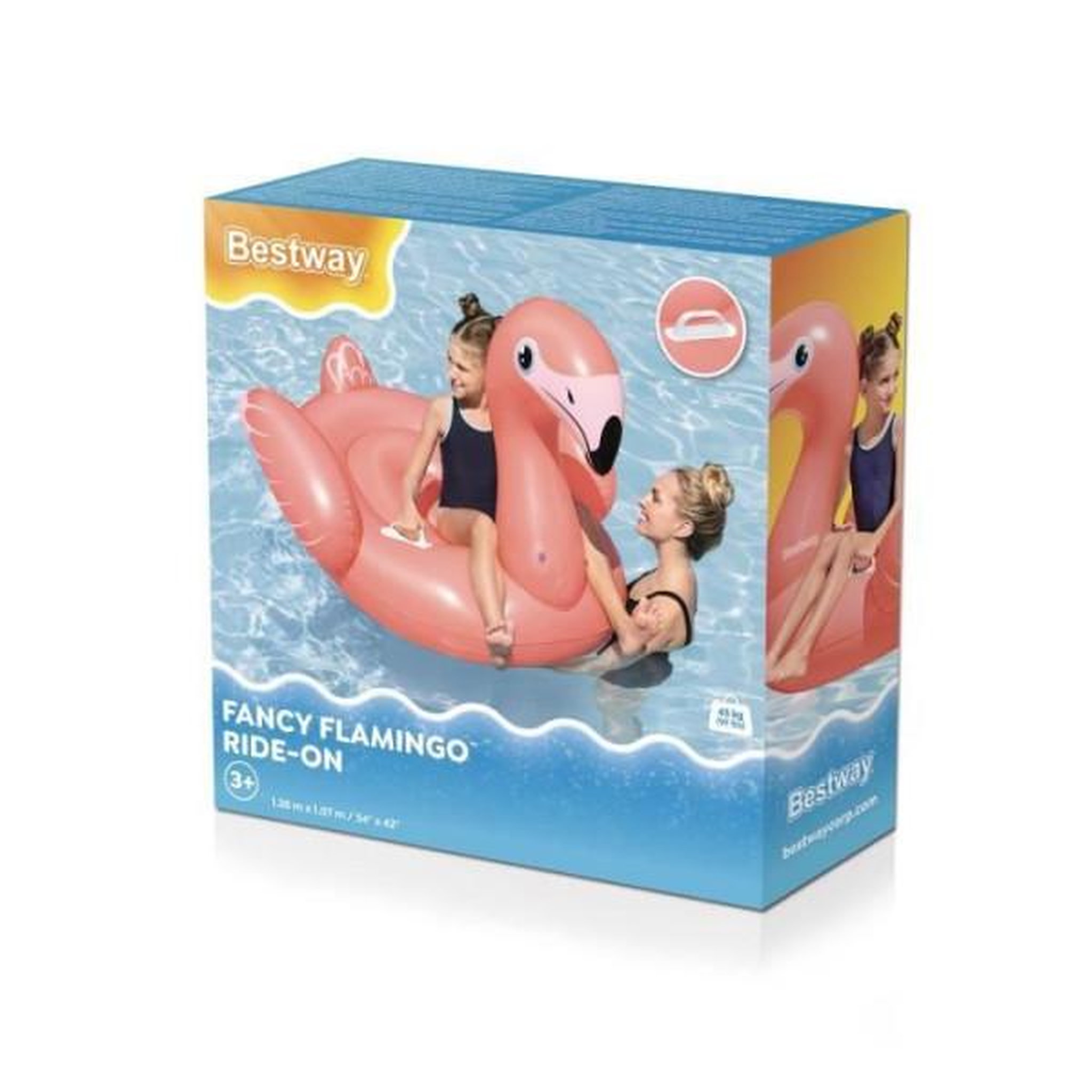 Voir la diapositive 6 : BESTWAY Bouée a chevaucher - bestway - flamant rose - 138 x 107 cm