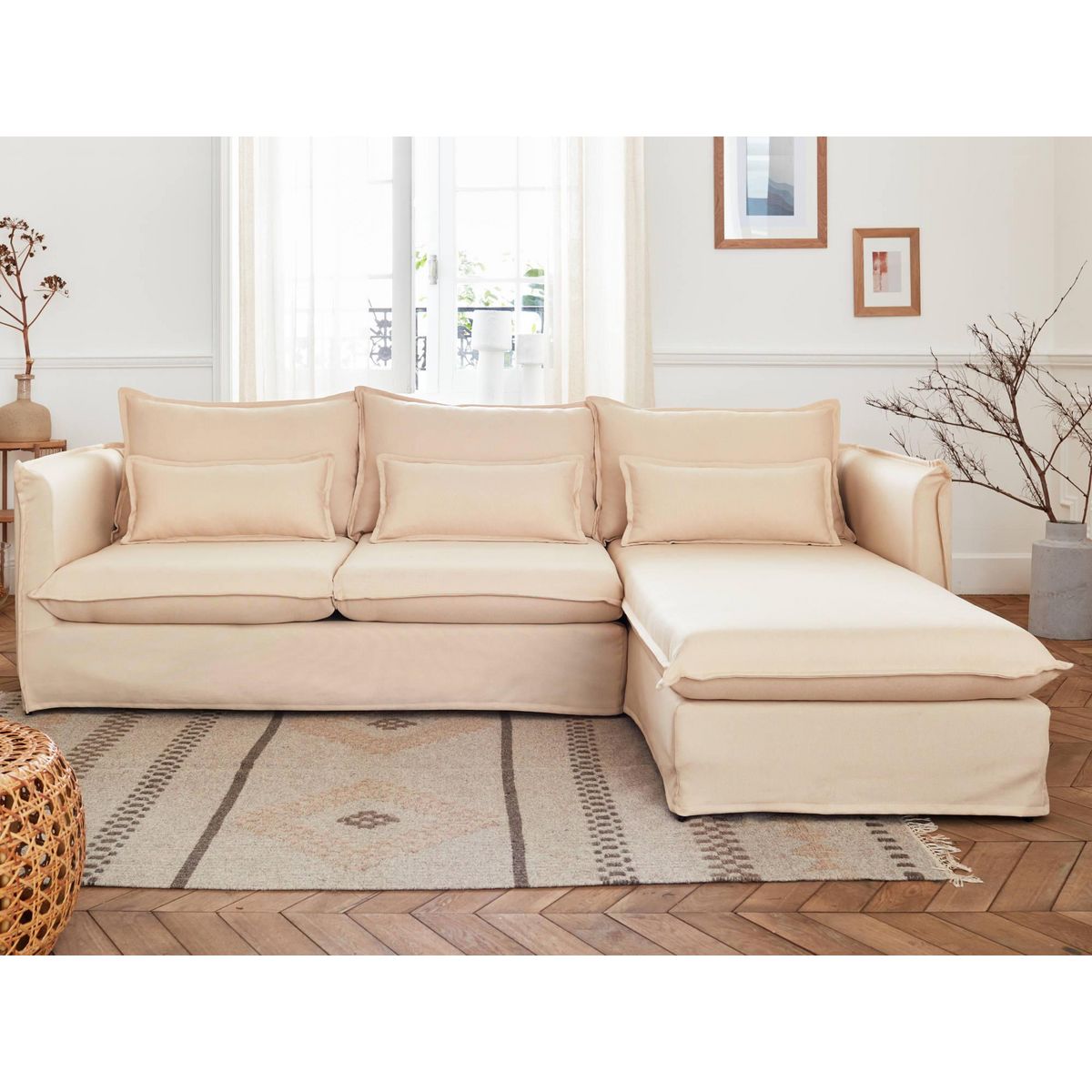 LISA DESIGN Adriann - canapé d'angle droit fixe - 4 places - en tissu déhoussable