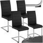 Voir la diapositive 1 : tectake Ensemble de chaises de salle à manger rembourré avec revêtement aspect cuir noir Lot de 4