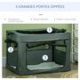Voir la diapositive 4 : PAWHUT Sac de transport pliable pour chien chat - 2 poignées, 3 portes - dim. 79L x 57l x 57H cm - acier polyester gris