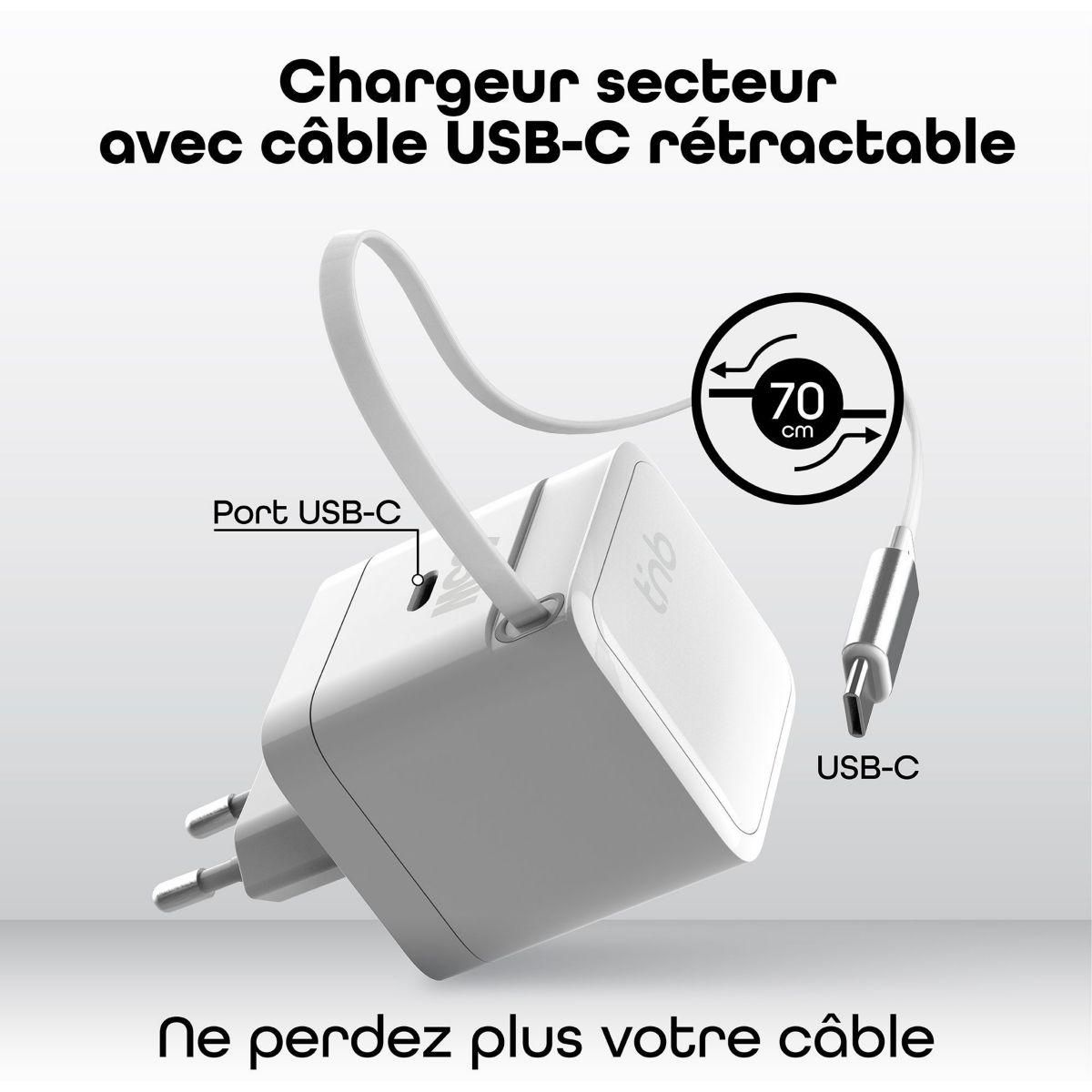 TNB Chargeur + câble GAN USB-C power delivery + cable 70cm