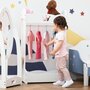 HOMCOM Portant enfant - penderie enfant - design couronne - 2 étagères de rangement, patère - dim. 63L x 37l x 103H cm - MDF pin blanc