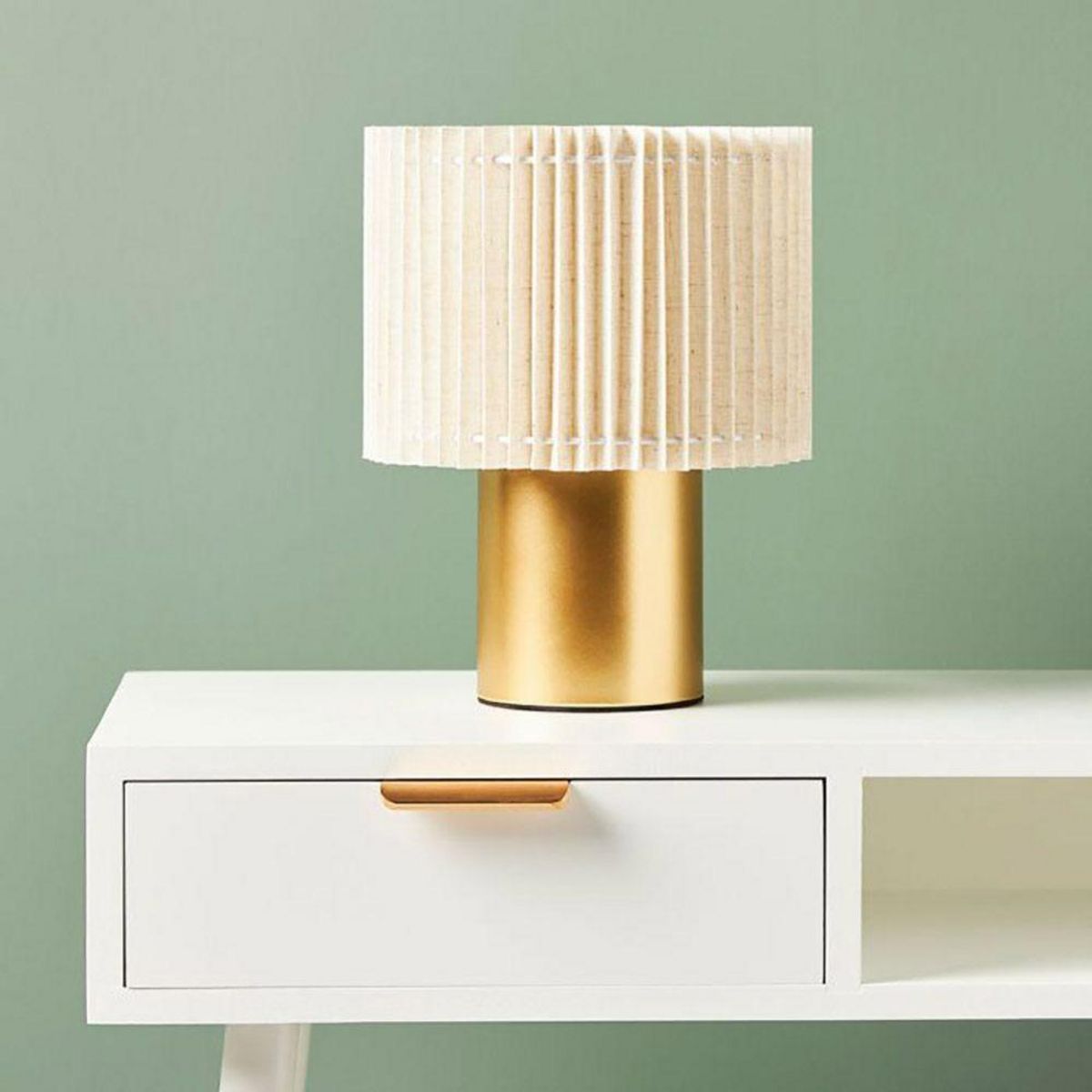 OSTARIA Lampe métal lin Auréline écru dorée