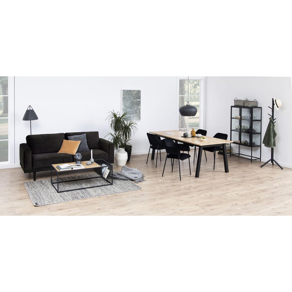 TOILINUX Table basse rectangulaire avec range magazine en MDF et métal