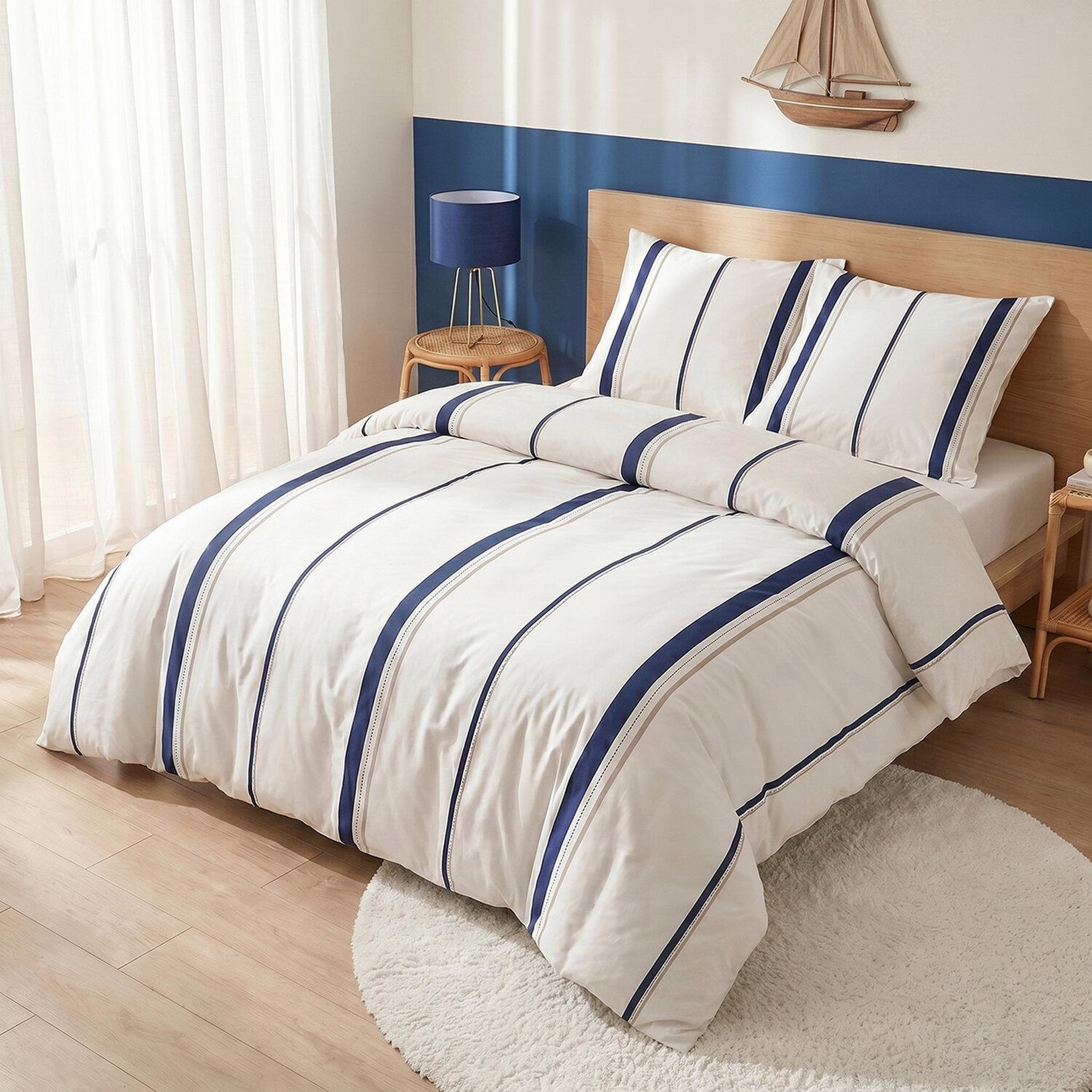 Voir la diapositive 2 : ATELIER DU COTON Parure housse de couette en coton 57 fils lord