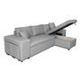 Voir la diapositive 9 : Canapé d'angle convertible avec coffre 3 places + 2 poufs à gauche et étagère à droite  MACHA