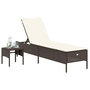 Voir la diapositive 3 : VIDAXL Chaise longue avec table et coussin marron resine tressee