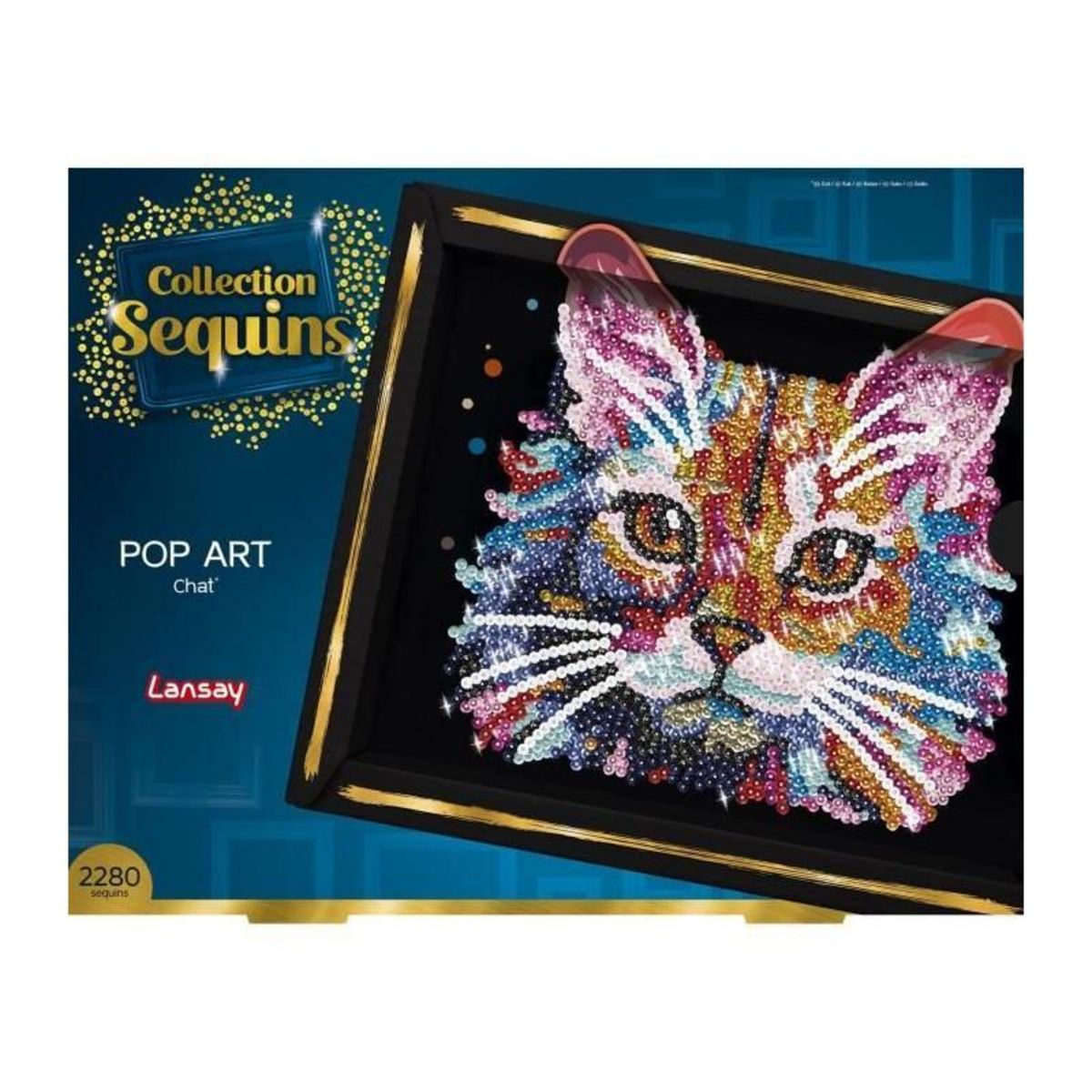 LANSAY Kit loisir créatif - LANSAY - Collection Sequins - Pop art chat - Des 14 ans