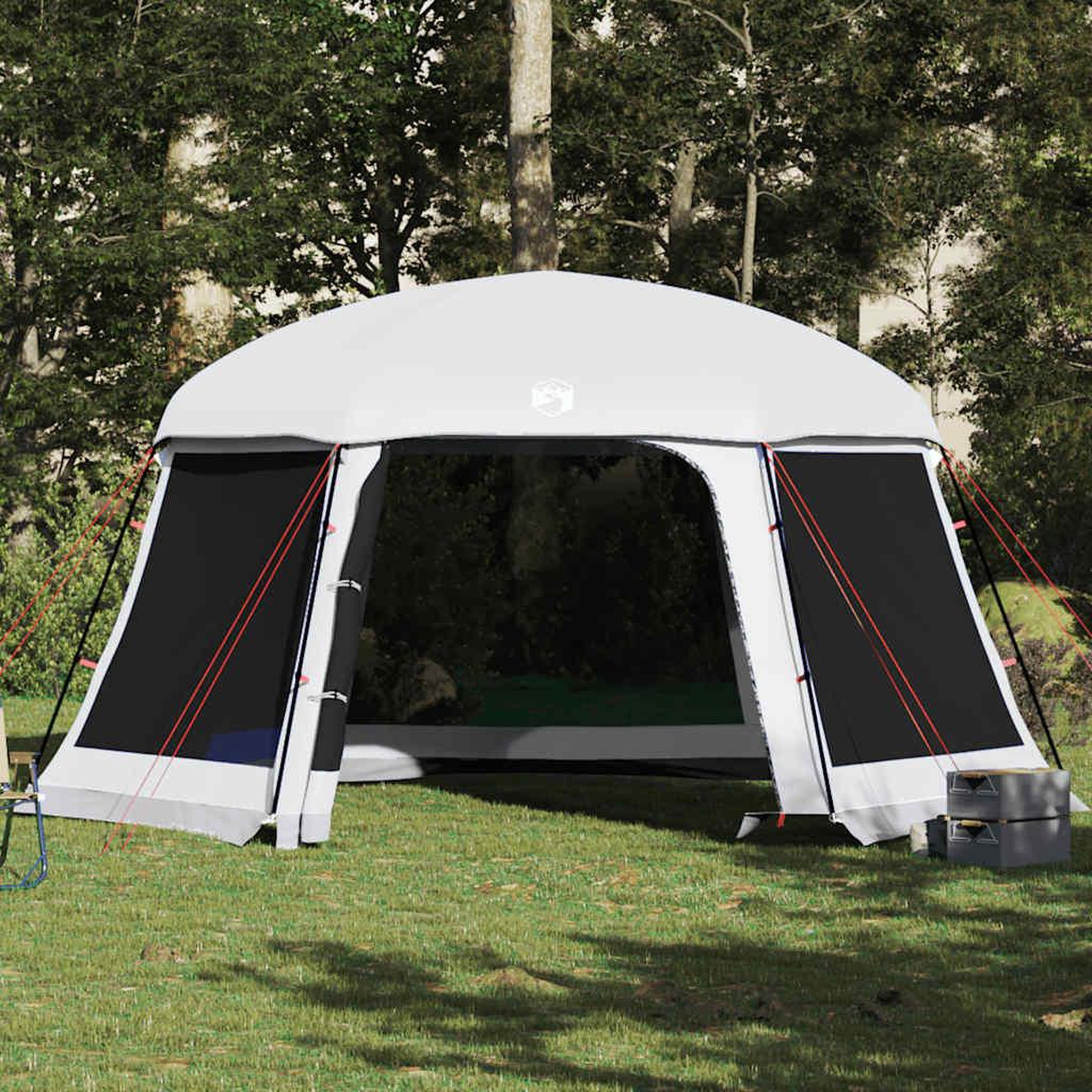 Voir la diapositive 4 : VIDAXL Tente piscine toit amovible parois maille gris 512x458 cm