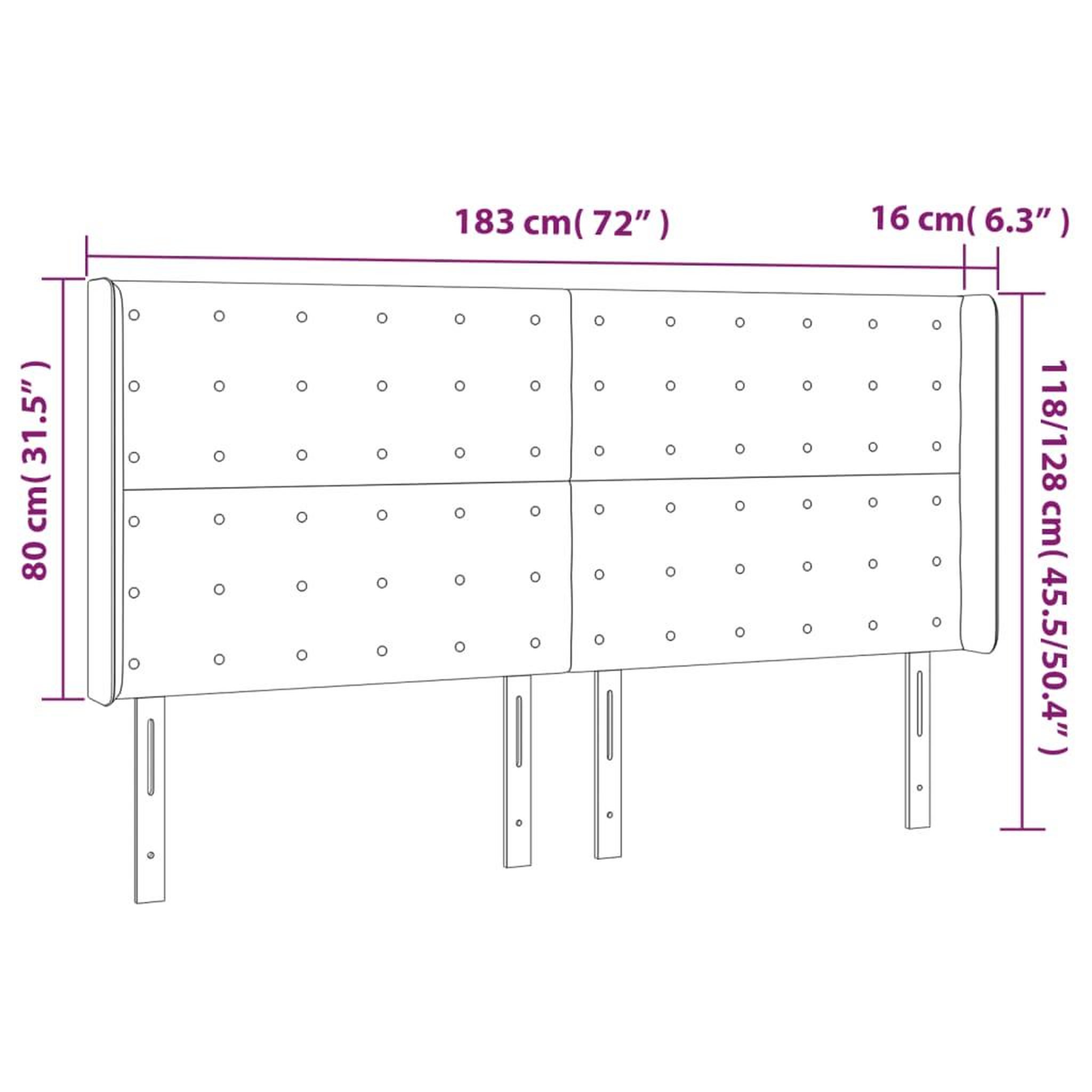 Voir la diapositive 6 : VIDAXL Tete de lit a LED Noir 183x16x118/128 cm Similicuir
