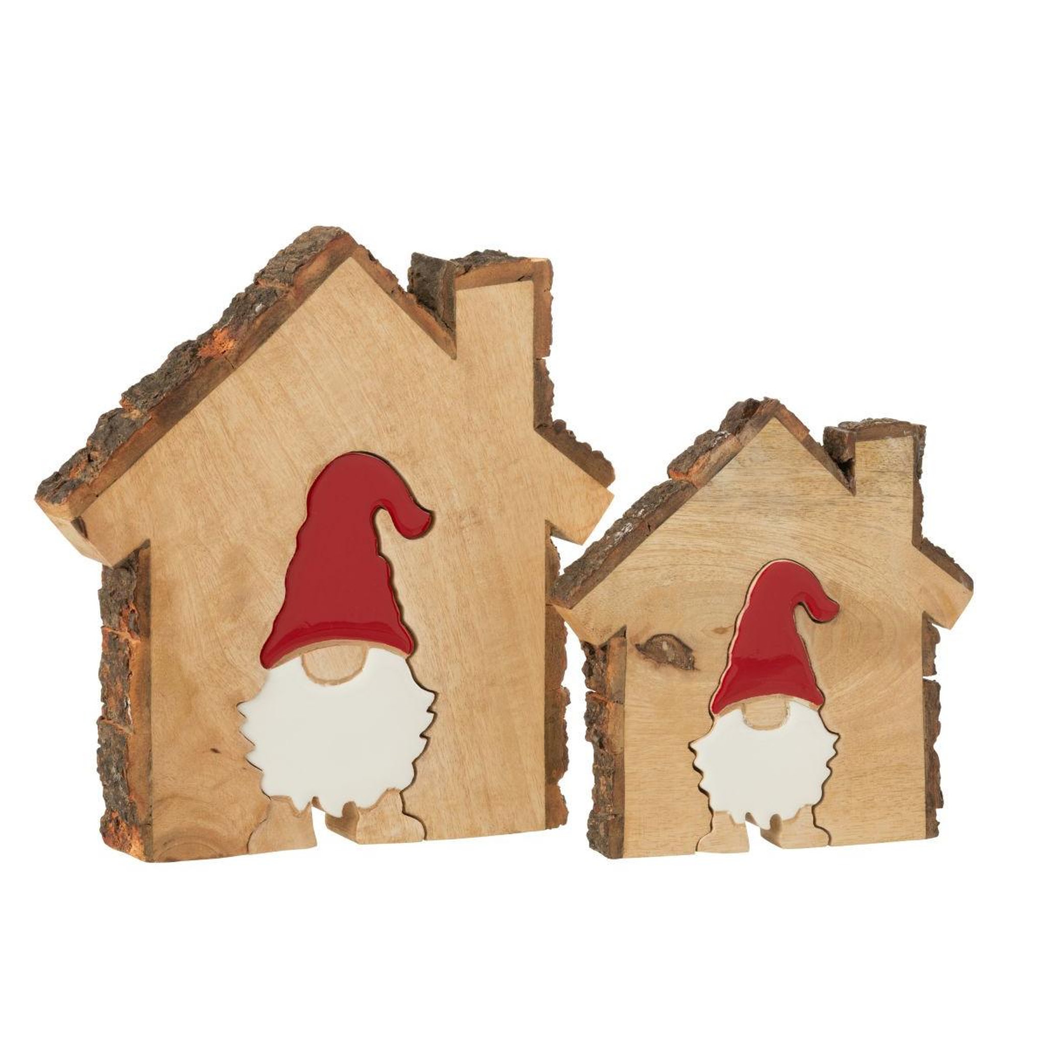 Voir la diapositive 3 : J-LINE Maison père-noël en bois  écorce  26cm multicolore