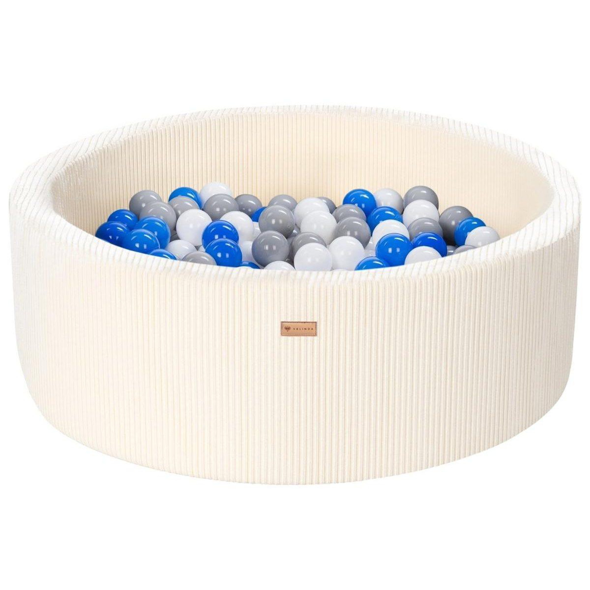 VELINDA Piscine à balles en velours côtelé avec 200 balles, diamètre env. 90 cm — crème
