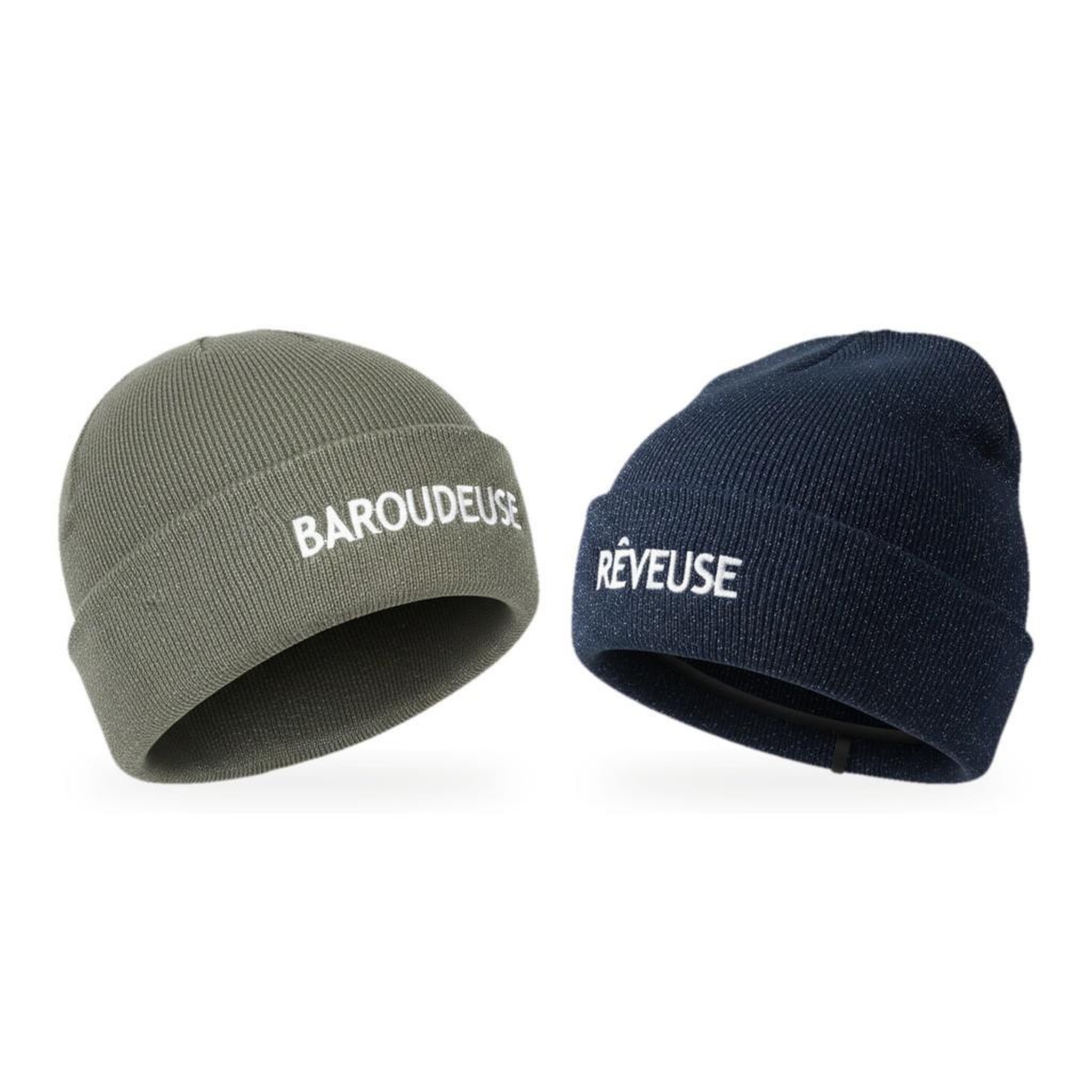 OZABI OZABI Bonnets Femme Fil Lurex Pailleté Message Brodé - Pack de 2 (Lot). Coloris disponibles : Bicolore