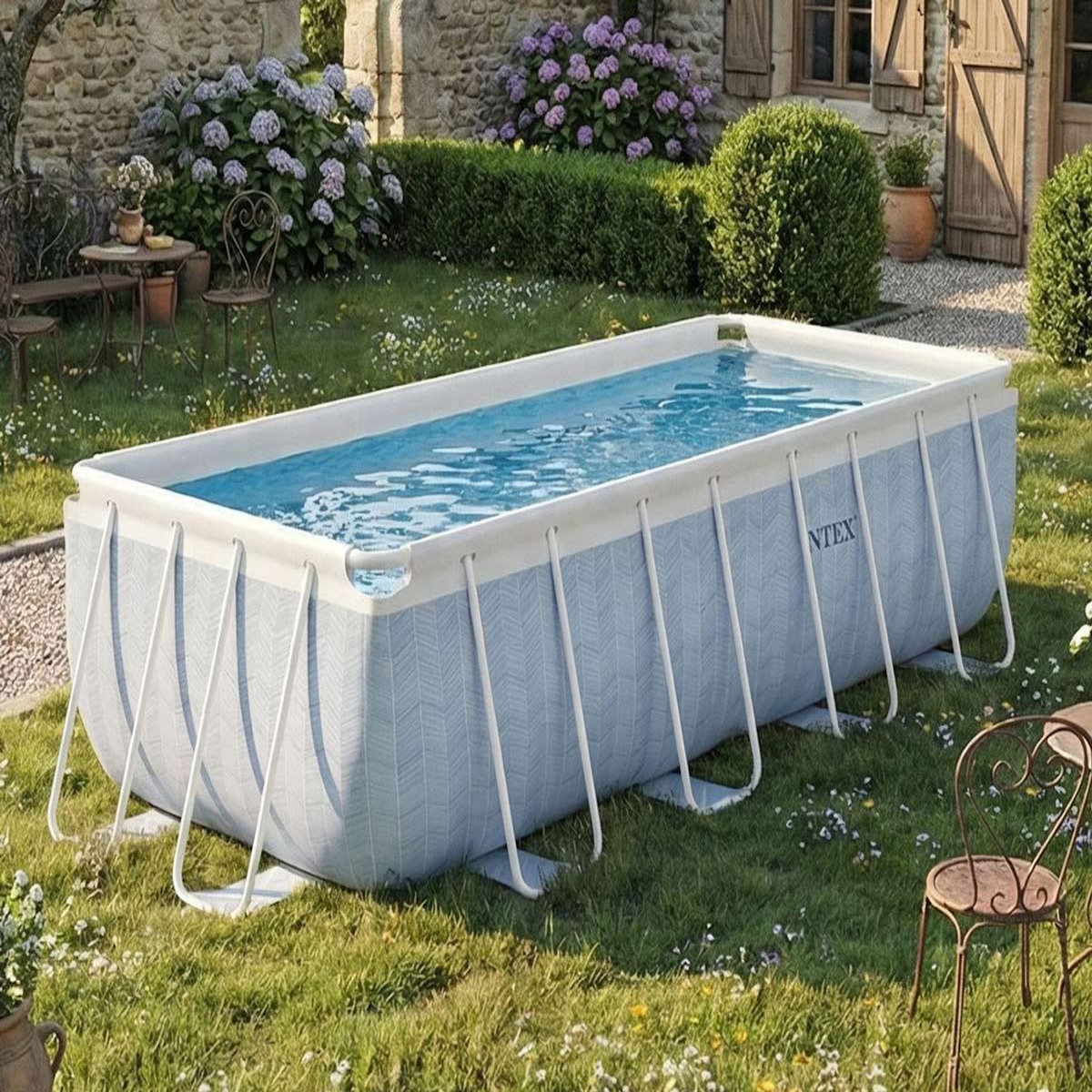 INTEX Piscine tubulaire Chevron rectangulaire 4,00 x 2,00 x 1,00 m - Intex