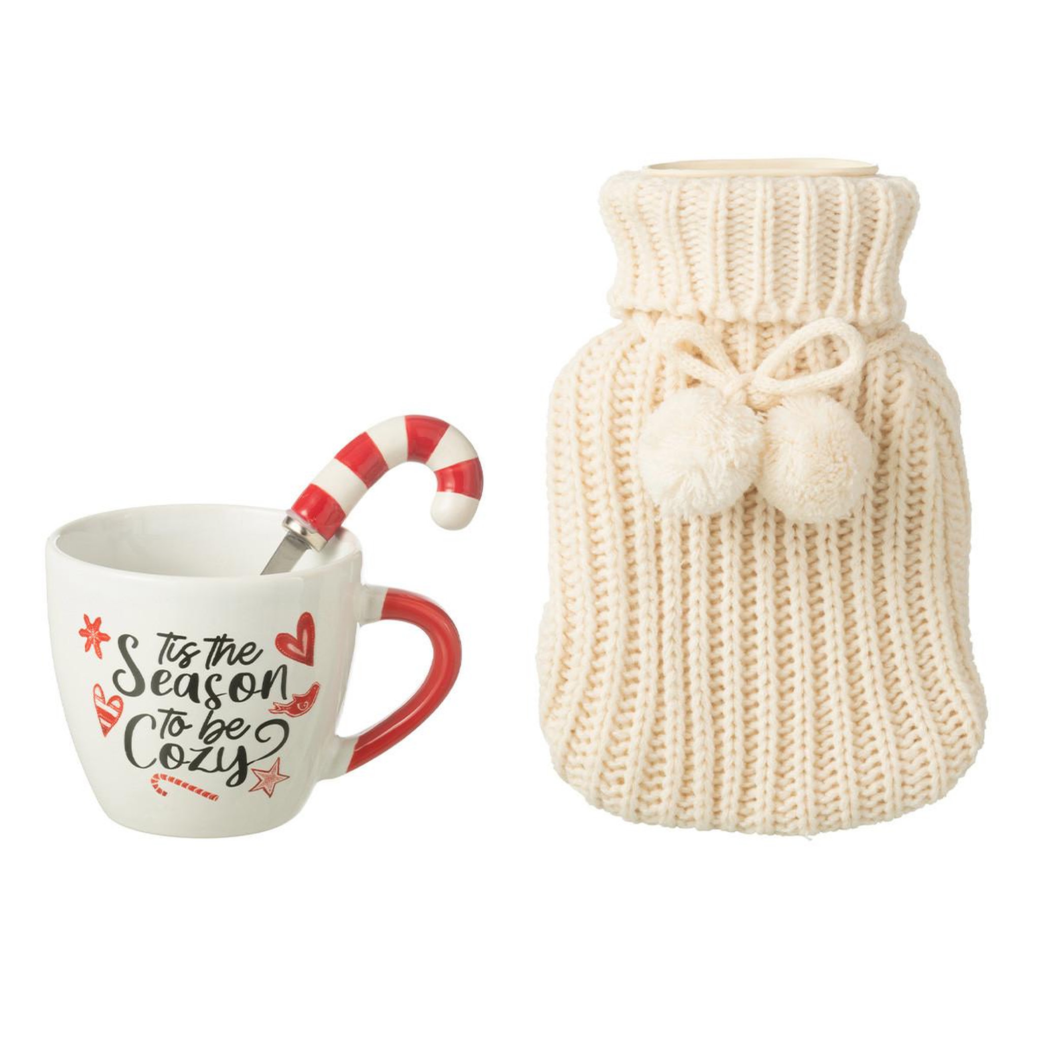 Voir la diapositive 3 : J-LINE Tasse avec cuillère & bouillotte  cozy  21cm multicolore