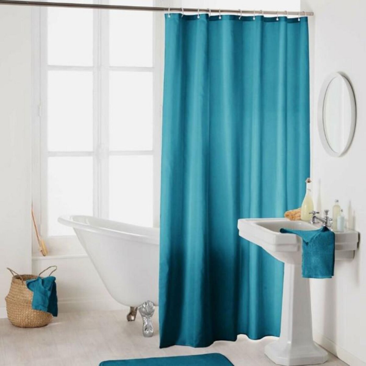 Paris Prix Rideau de Douche Uni  Essencia  180x200cm Bleu Pétrole