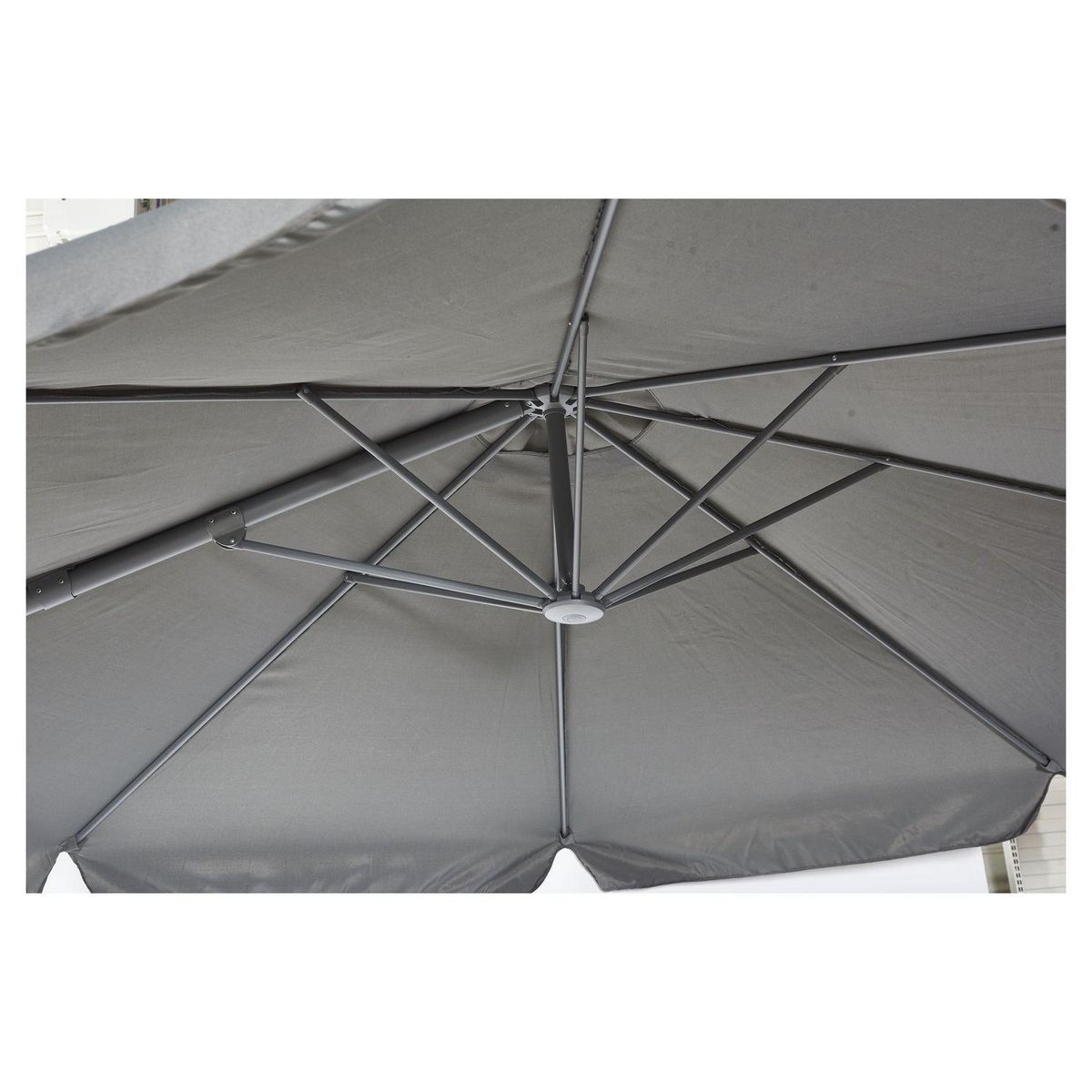 GARDENSTAR Parasol aluminium déporté gris bleuté rond  3,5M
