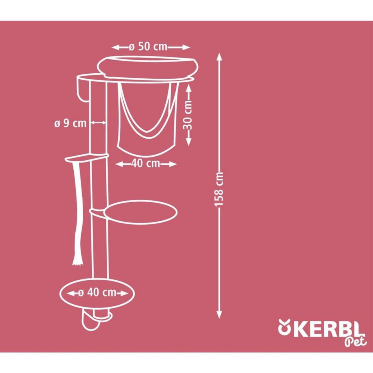 KERBL Kerbl Arbre a chat mural Dolomit Grappa 158 cm Taupe