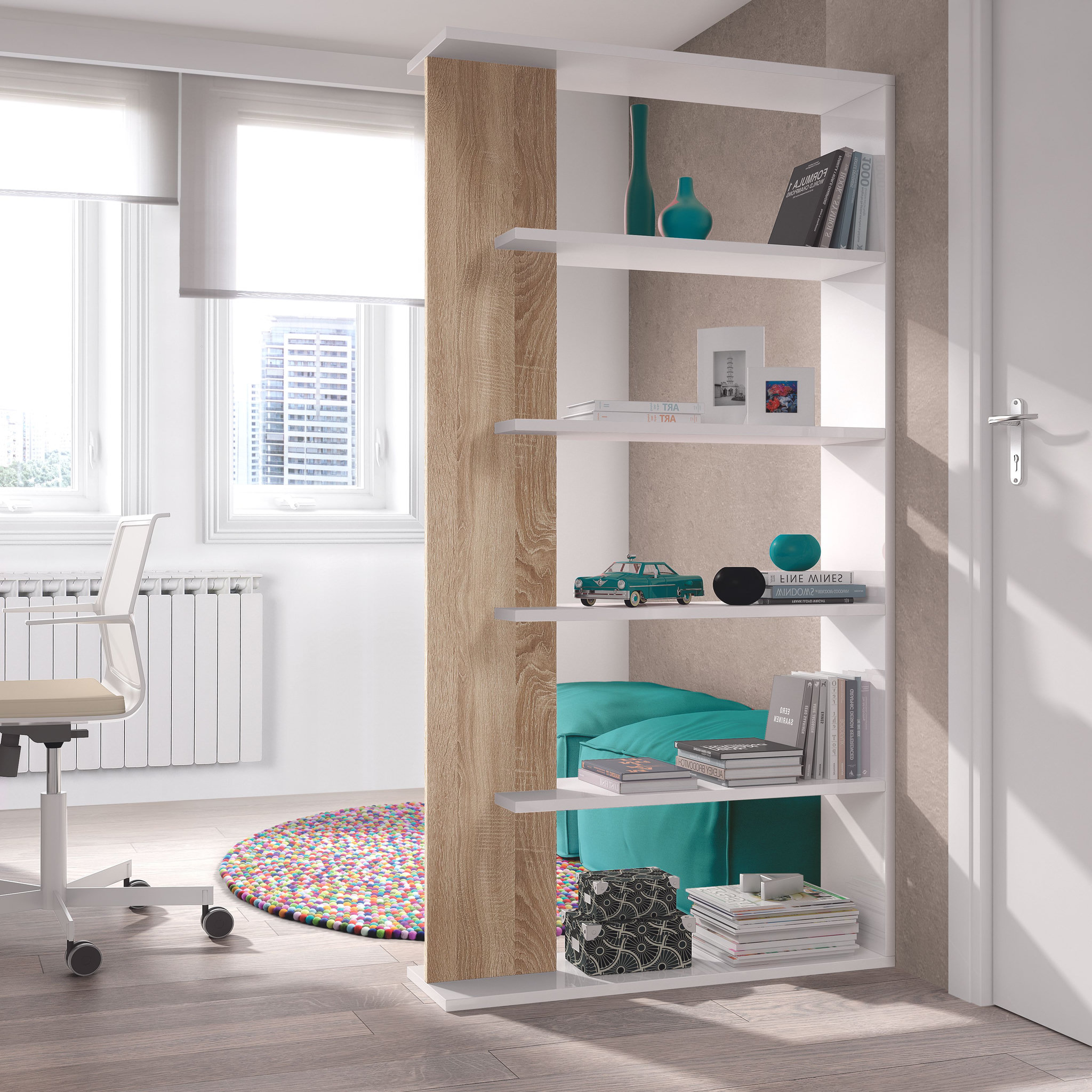 Voir la diapositive 2 : Bibliothèque 4 tablettes L90cm x H180cm SORO