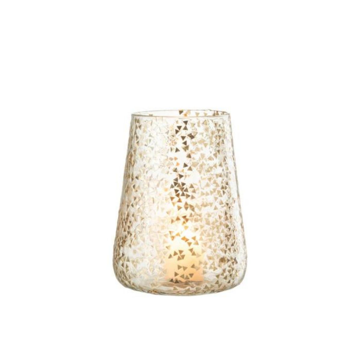 Paris Prix Photophore en Verre  Triangle  23cm Transparent & Or