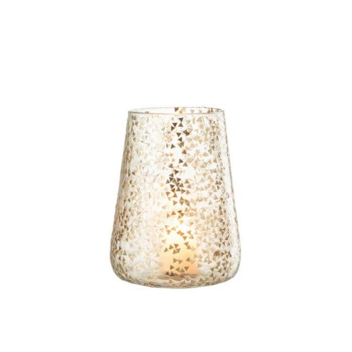 Paris Prix Photophore en Verre  Triangle  23cm Transparent & Or