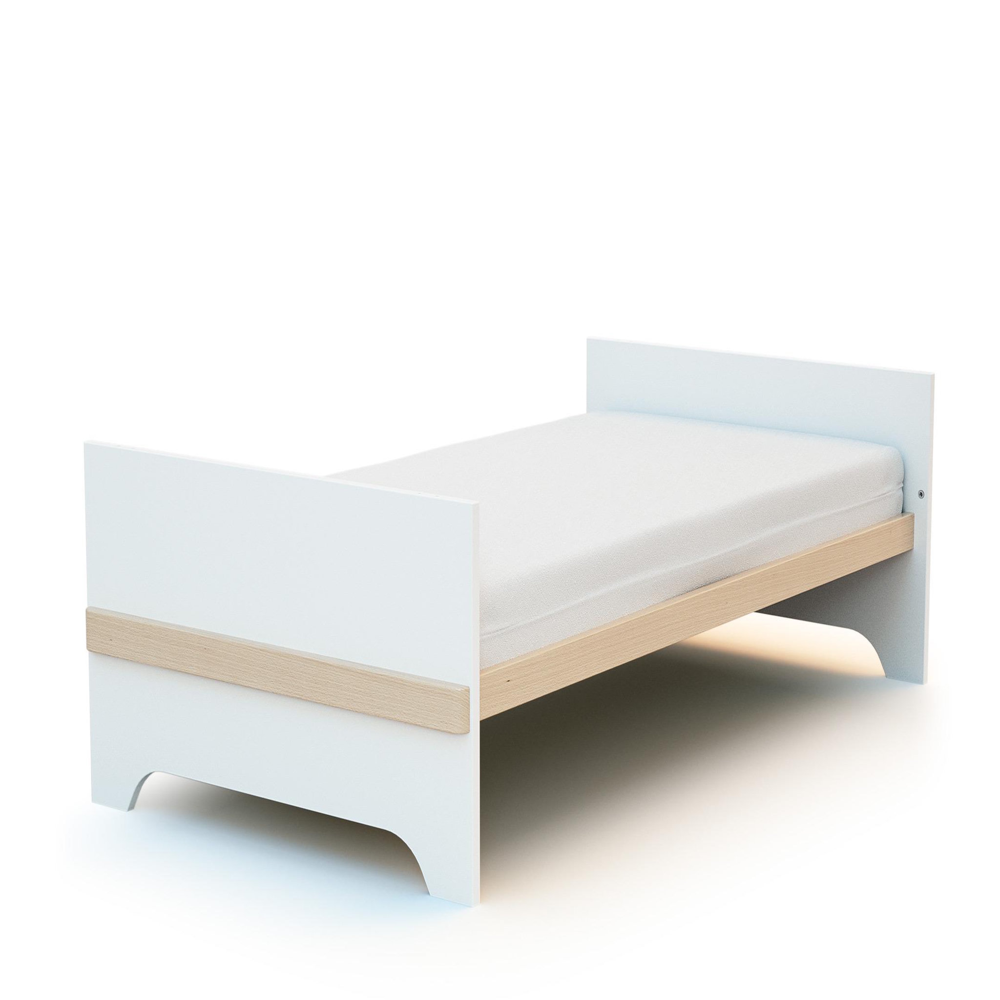 Voir la diapositive 6 : AT4 Chambre bébé lit, commode à langer et armoire blanc et hêtre verni