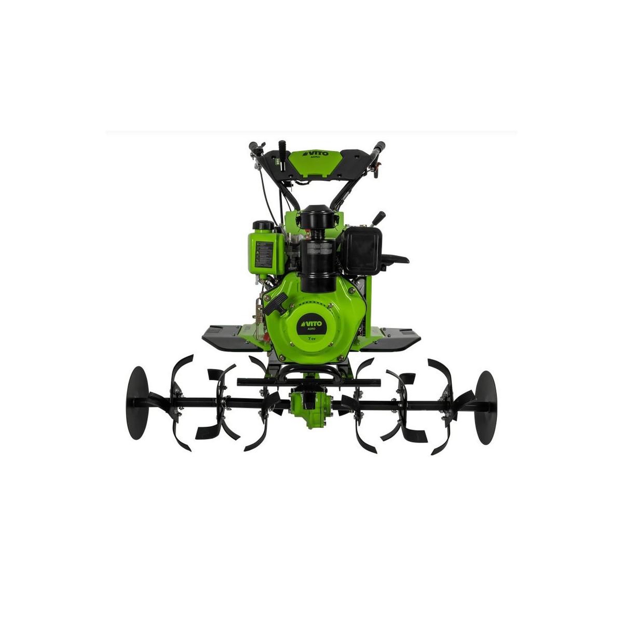 Voir la diapositive 2 : VITO Motoculteur diesel moteur 7 cv 246 cm3 motobineuse avec fraises et butteur démarrage électrique vito