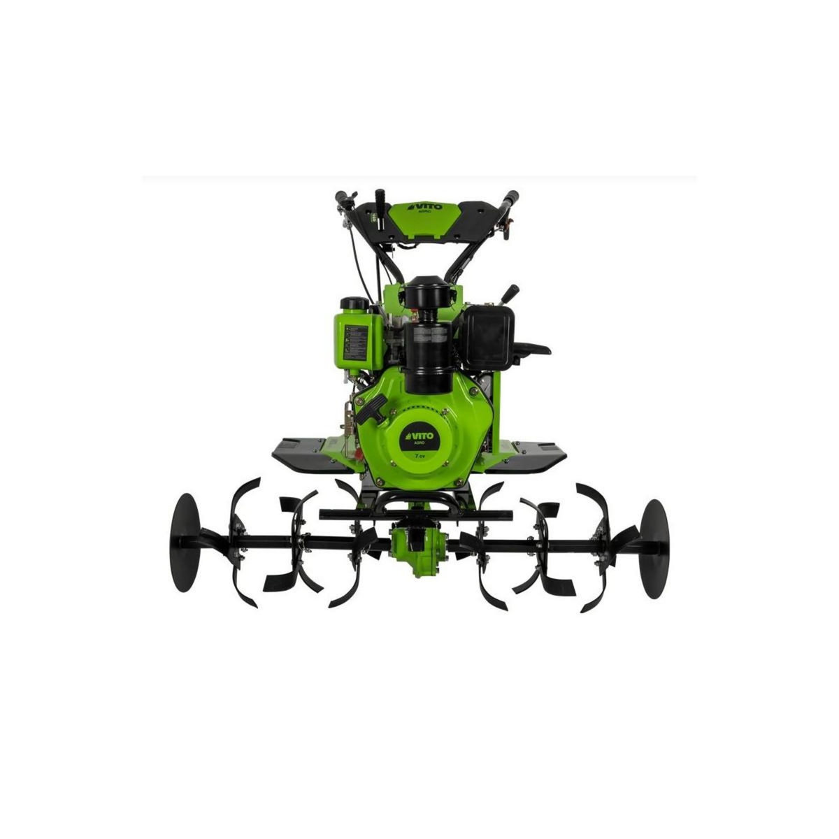 VITO Motoculteur Diesel Moteur 7 CV 246 cm3 Motobineuse avec fraises et butteur Démarrage électrique VITO