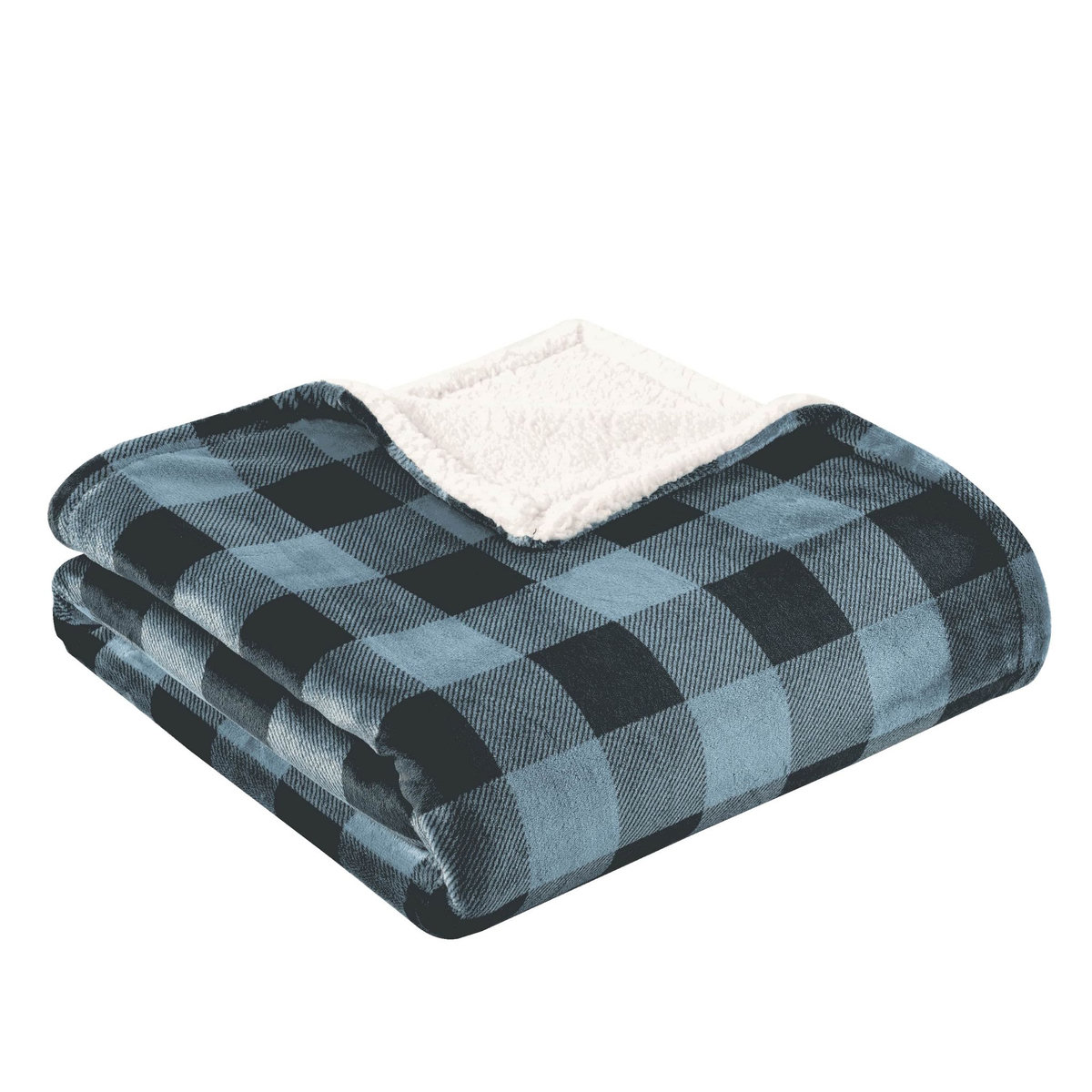 ACTUEL Plaid imprimé carreaux double face flanelle/sherpa 