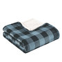 Voir la diapositive 2 : ACTUEL Plaid imprimé carreaux double face flanelle/sherpa 