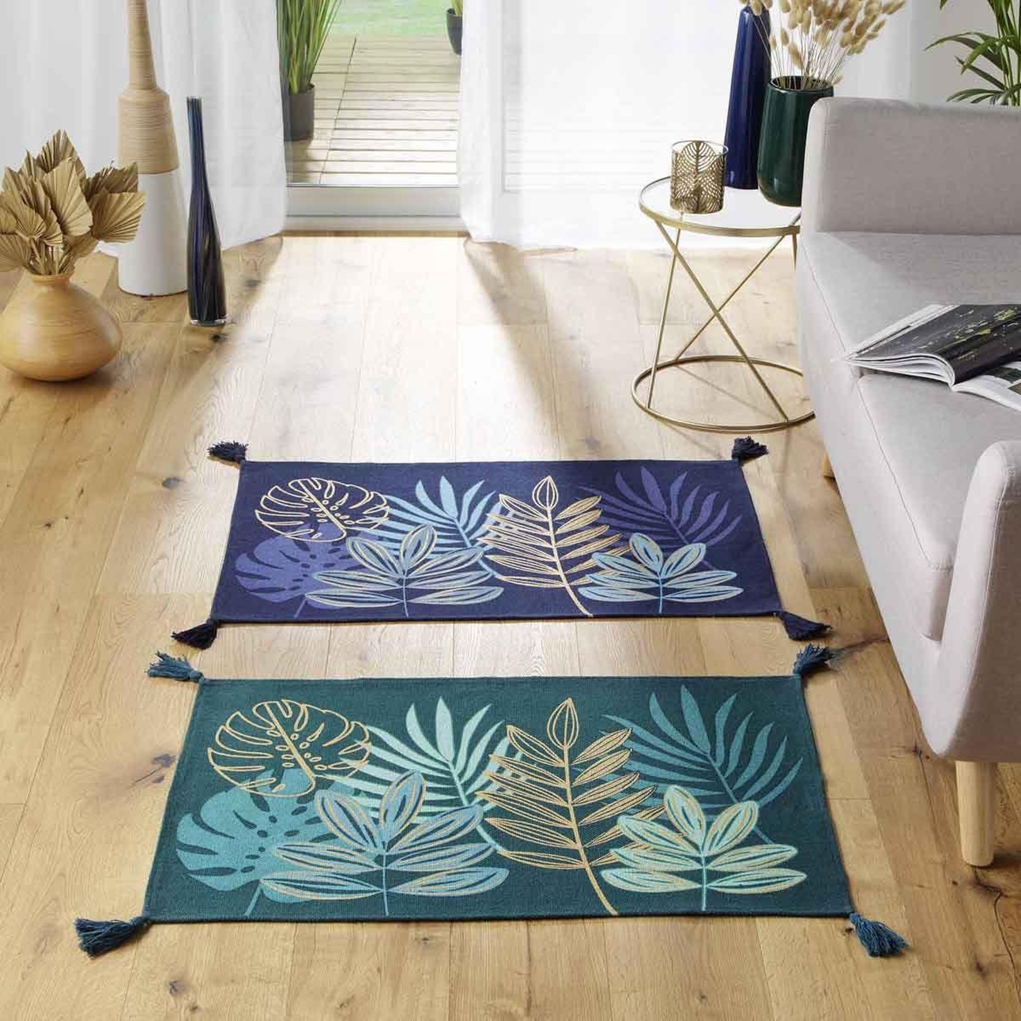 Voir la diapositive 3 : Douceur d'Intérieur Tapis déco imprimé  ornella  60x90cm bleu