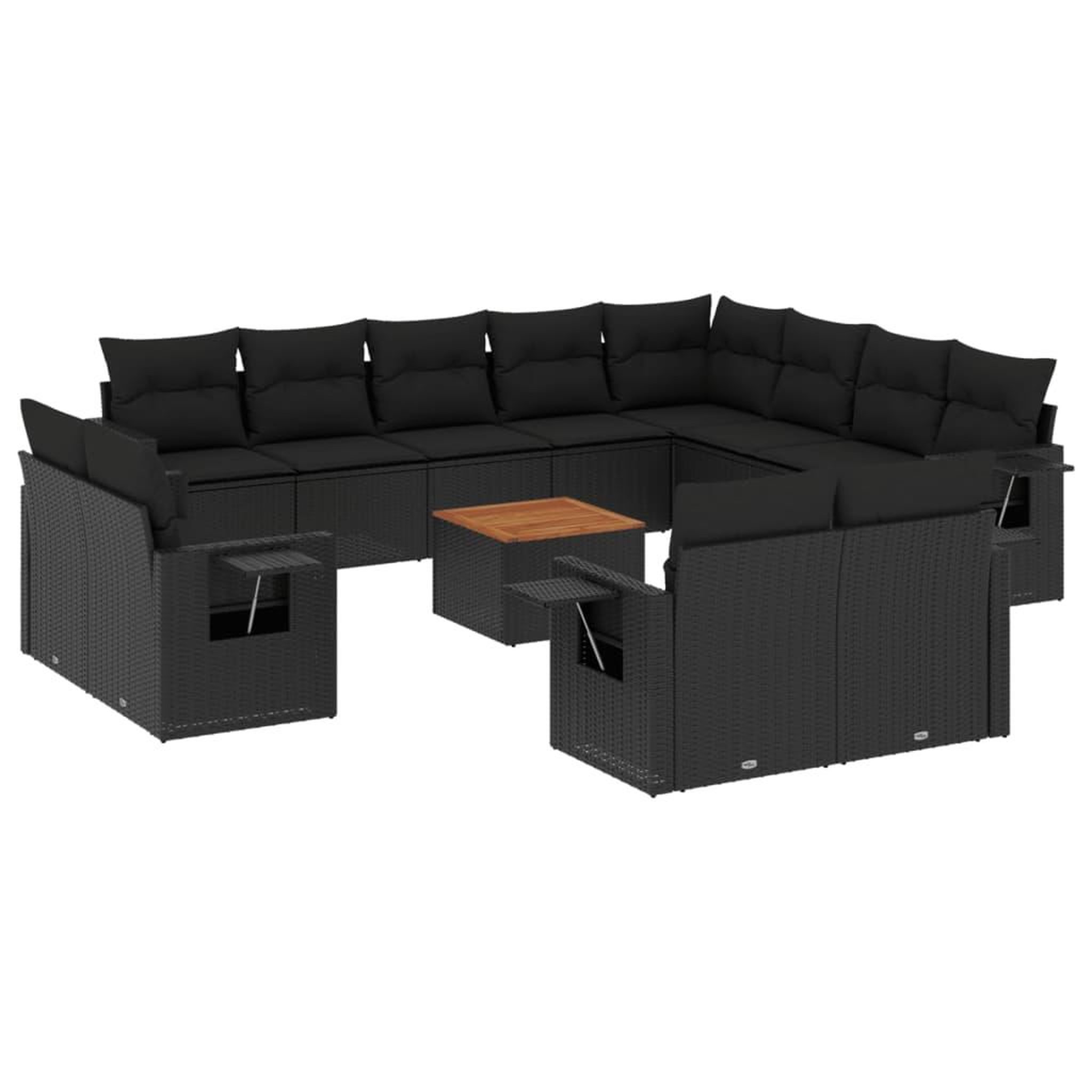 Voir la diapositive 2 : VIDAXL Salon de jardin avec coussins 13 pcs noir resine tressee