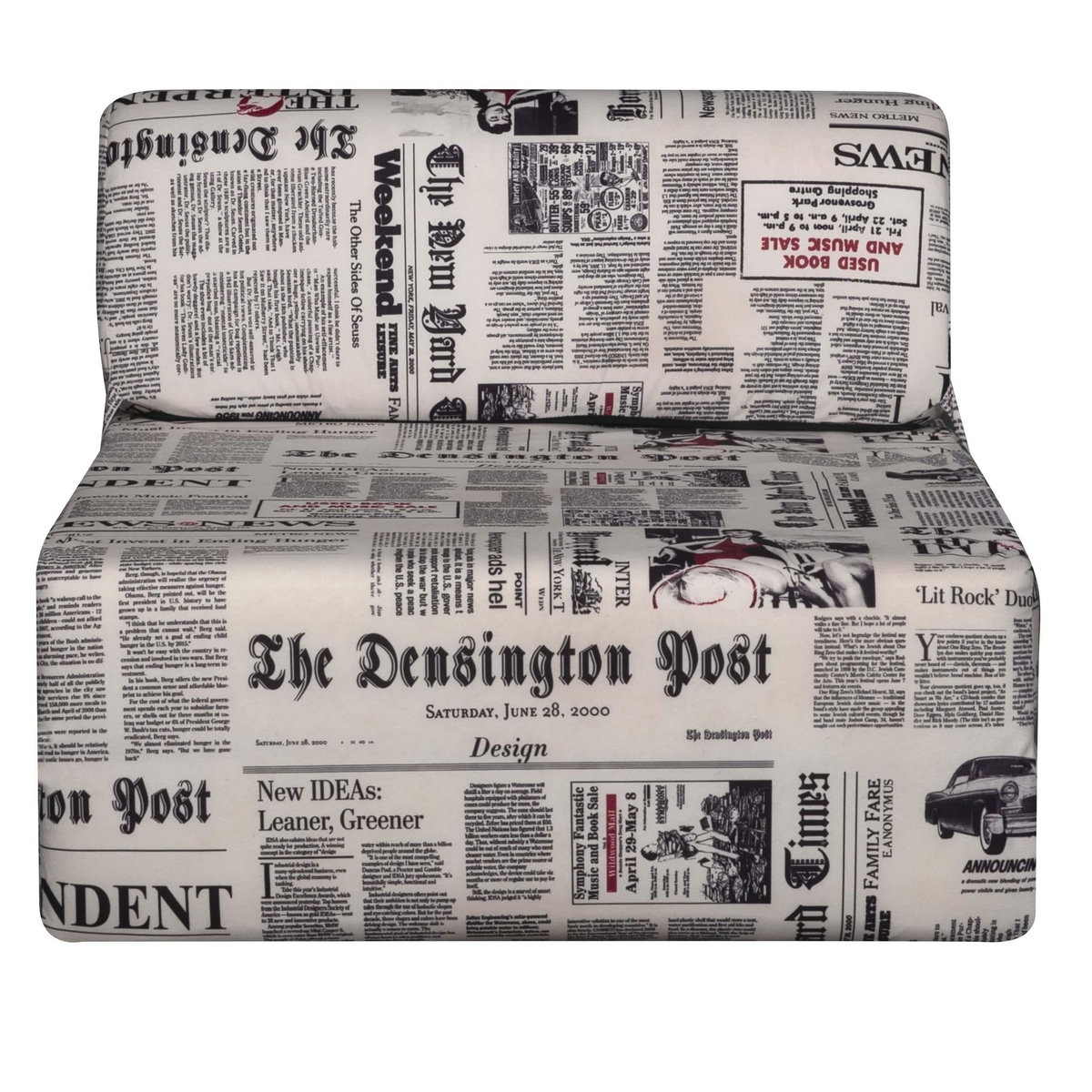 Chauffeuse 1 place NEWSPAPER tissu journal