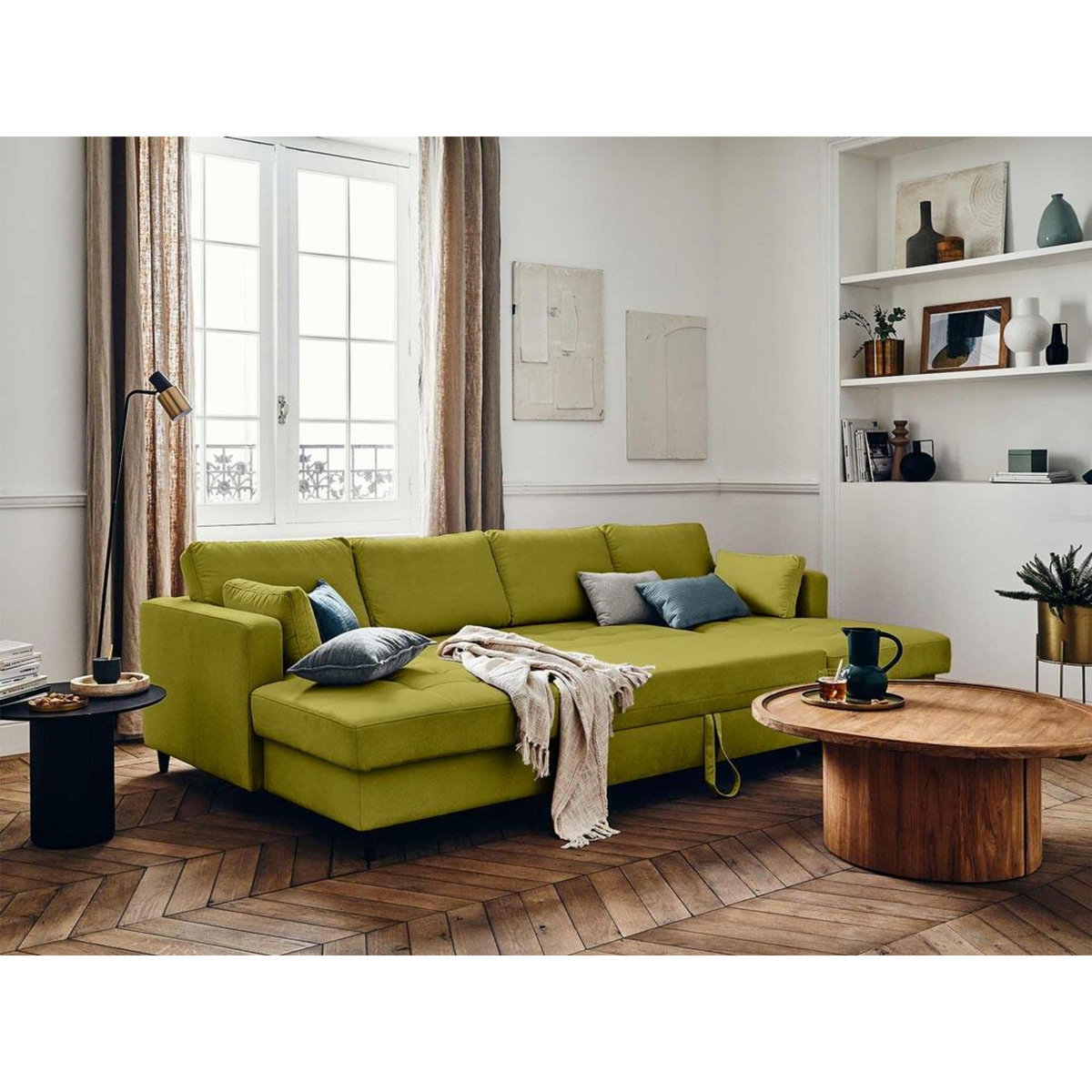 LISA DESIGN Anna - canapé panoramique en u - 7 places - convertible avec coffre - en velours