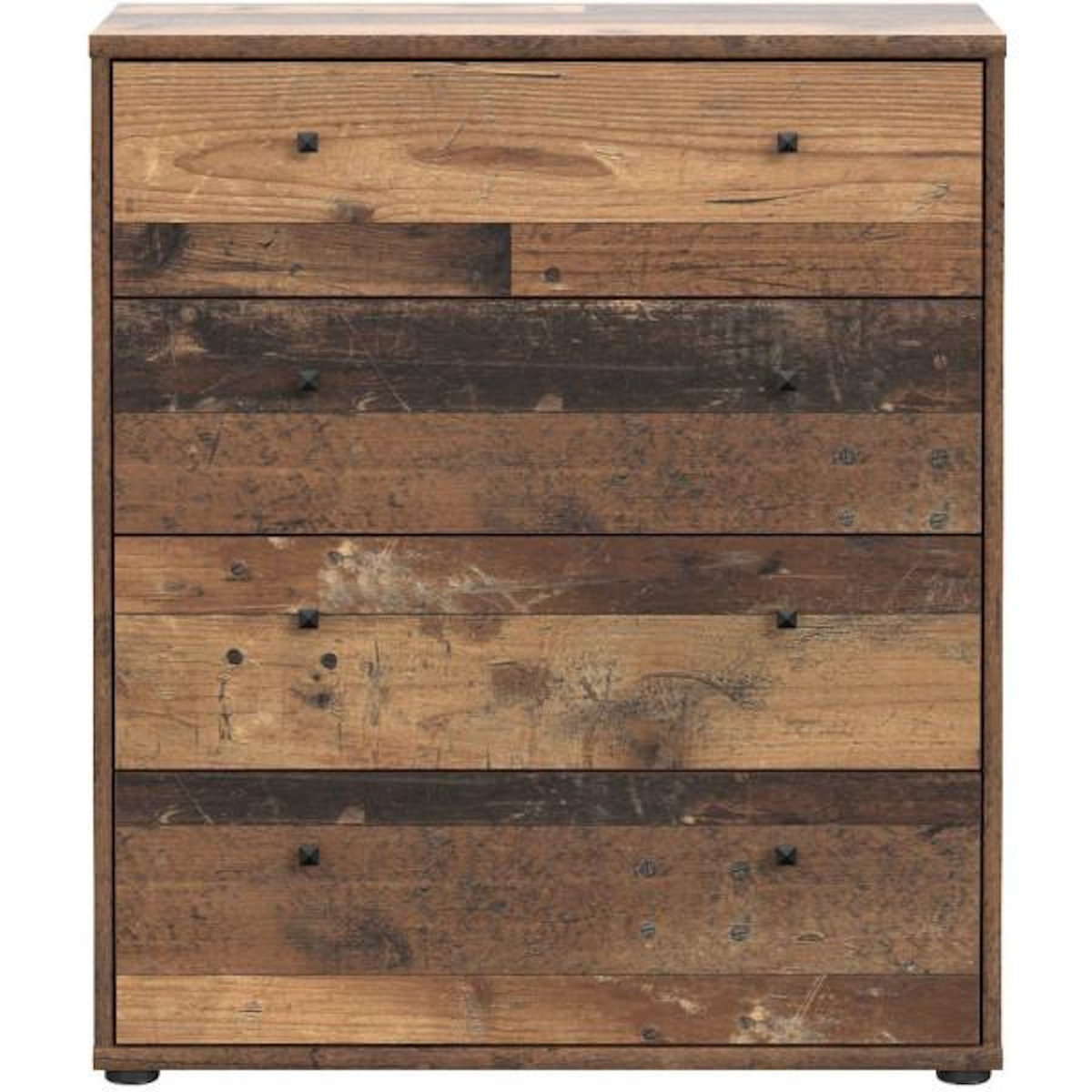 MARKET24 Commode - TEMPRA - 4 tiroirs - Vieux bois - 73,7 x 34,8 x 85,5 cm