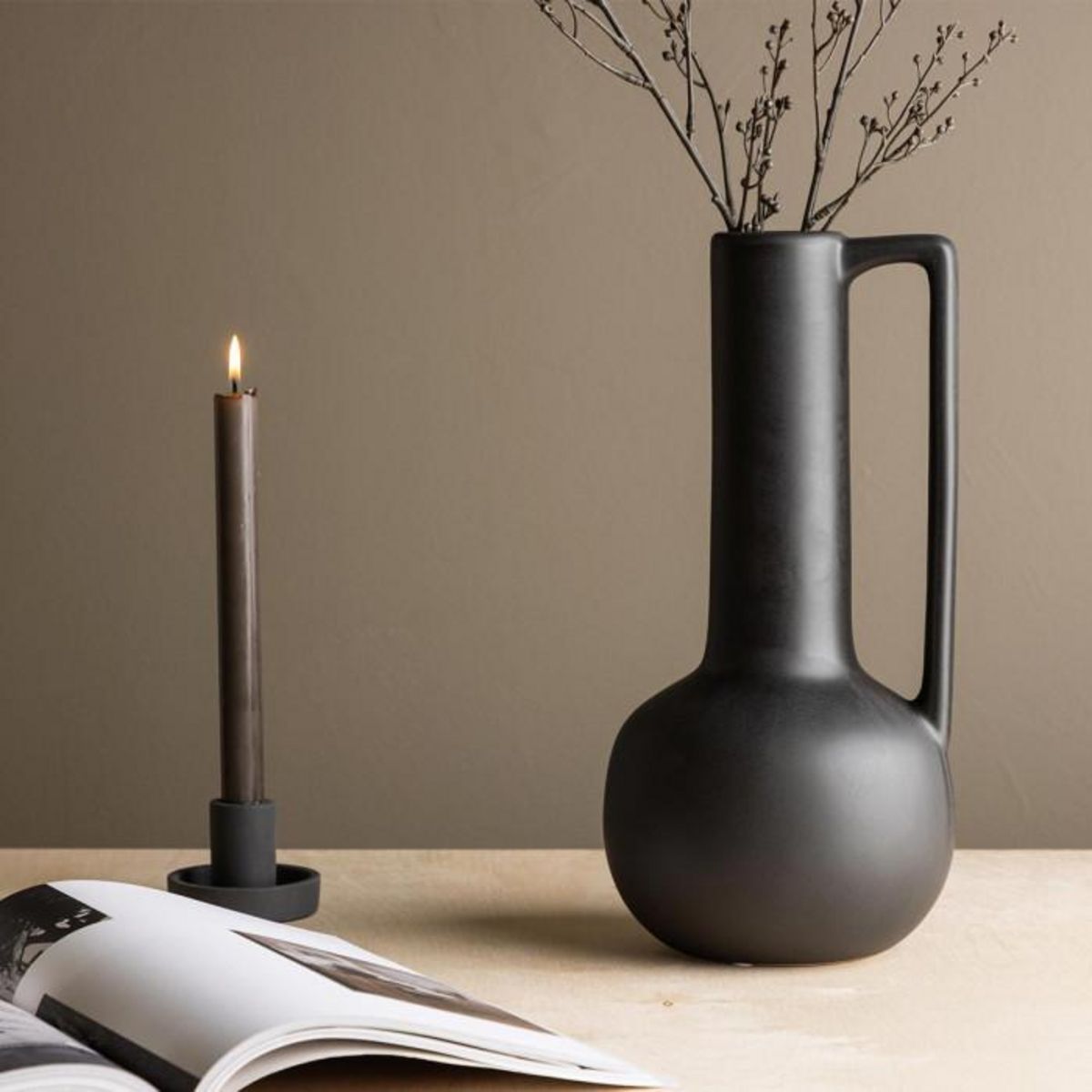 Paris Prix Vase Design en Céramique  Allis  36cm Noir