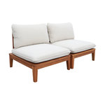 SWEEEK Banquette modulable de jardin bois d'acacia et bouclette 2 places beige - Yona