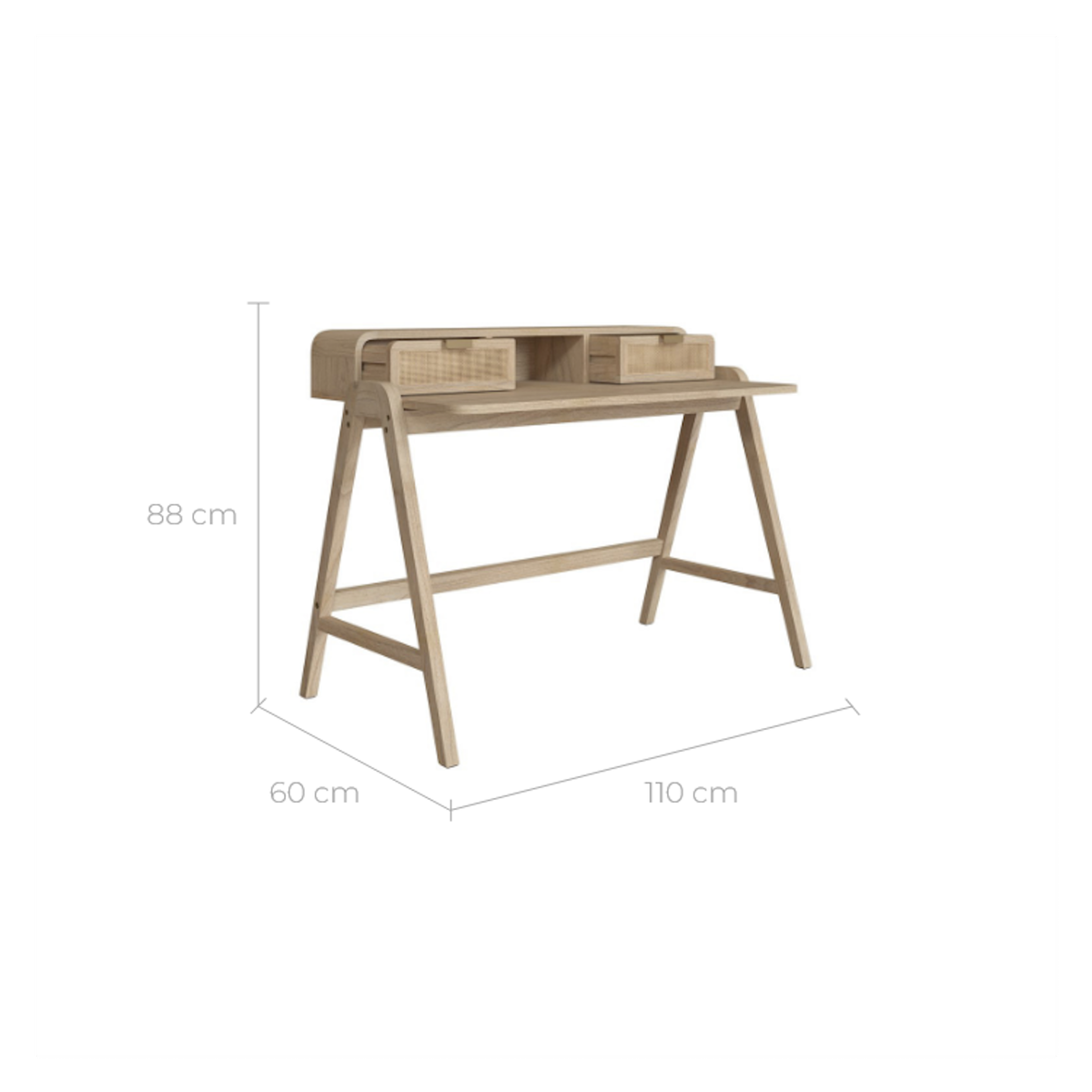 Rendez vous déco Bureau en bois de mindi et cannage-Khao