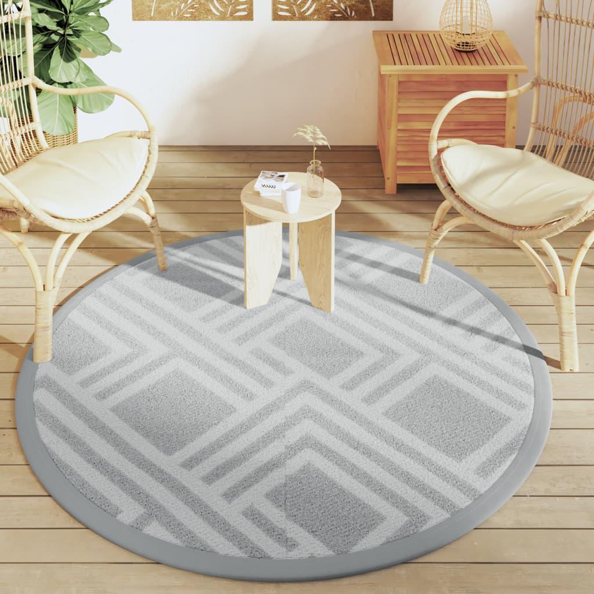 Voir la diapositive 3 : VIDAXL Tapis d'exterieur ARAKIL gris Ø160 cm PP