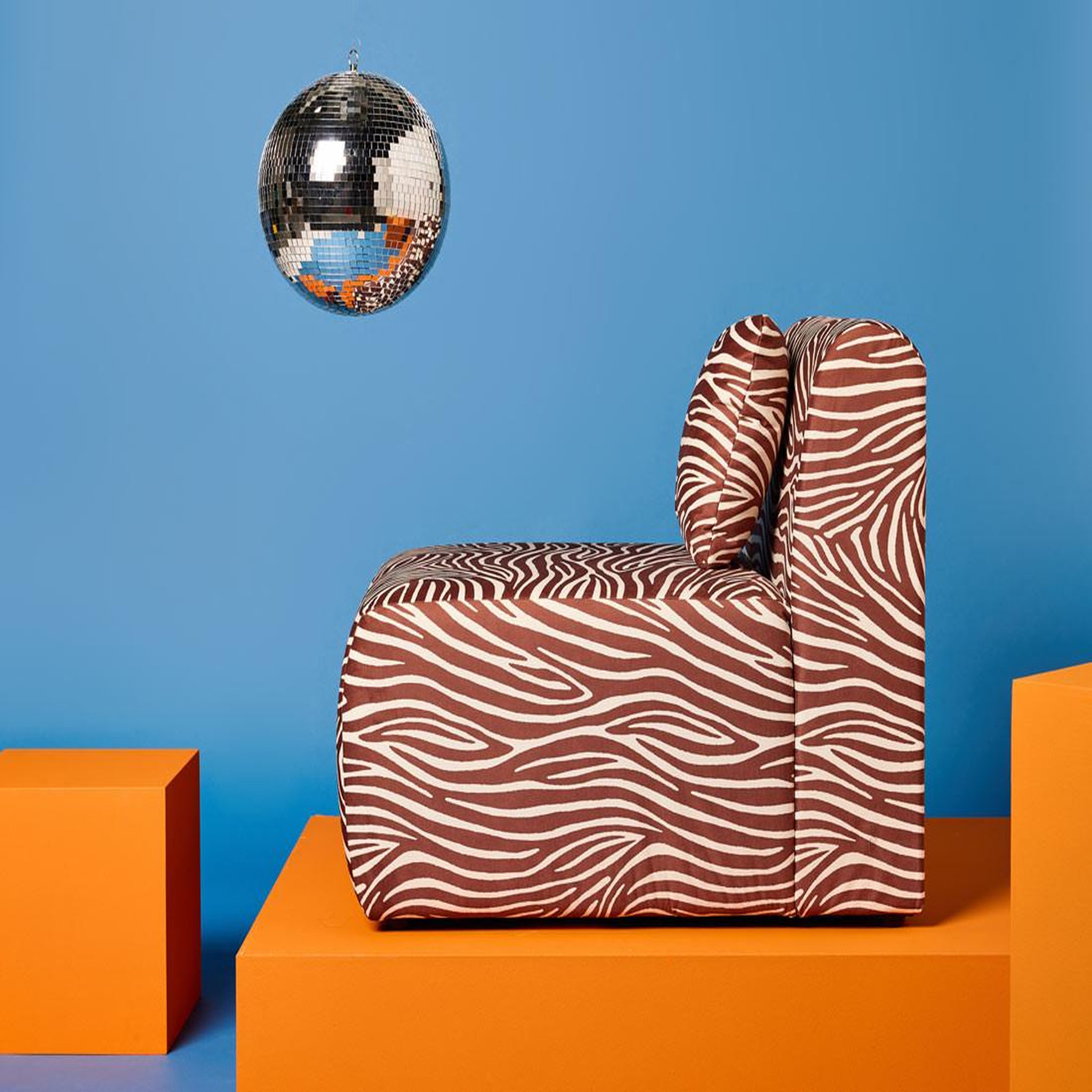 Voir la diapositive 1 : LISA DESIGN Ikare - module d'assise sans accoudoirs zèbre en velours