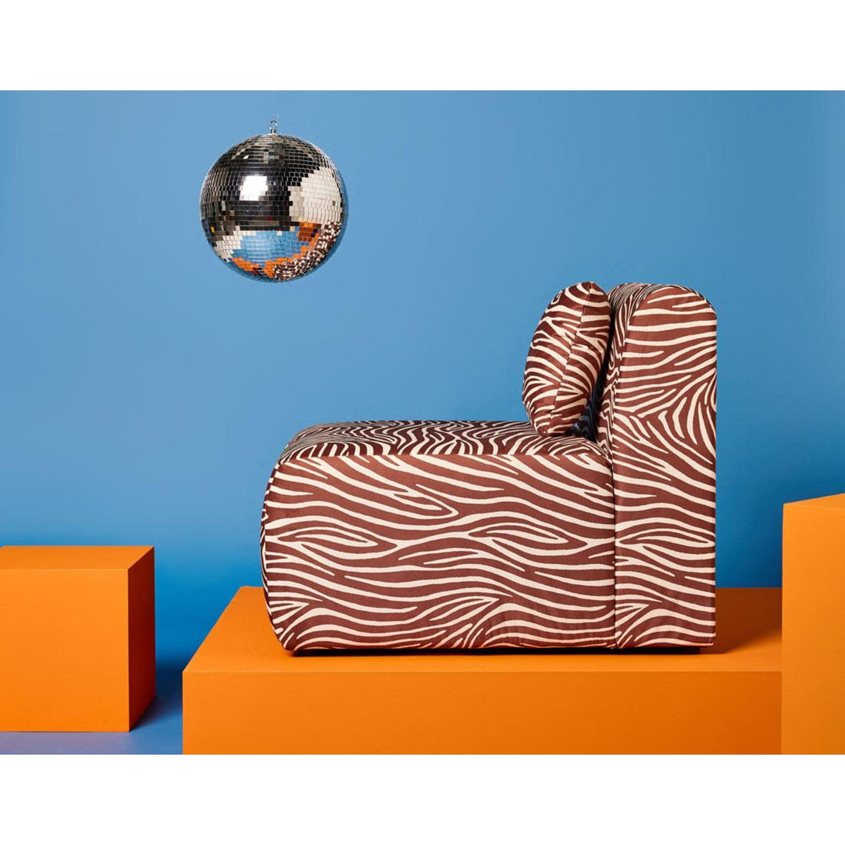 LISA DESIGN Ikare - module d'assise sans accoudoirs zèbre en velours