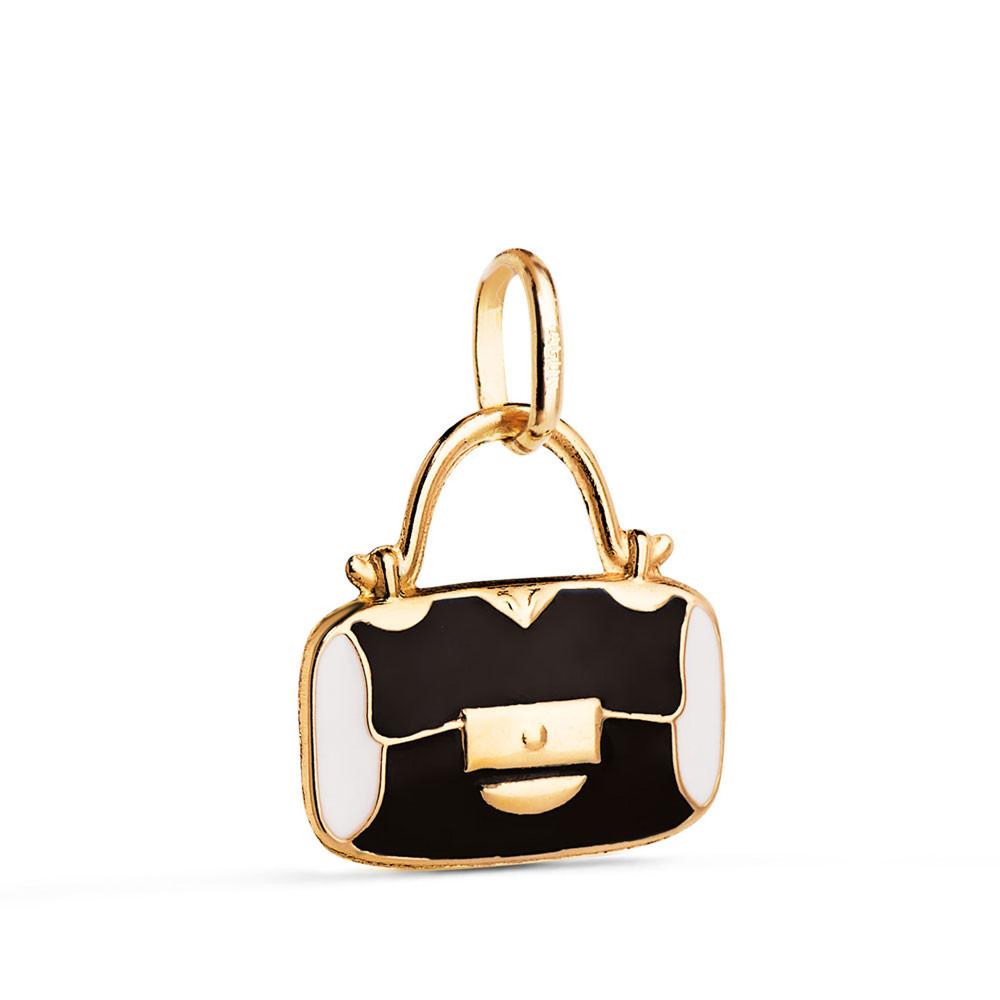 L'ATELIER D'AZUR Pendentif Or 18 Carats 750 Jaune - Motif Sac à Main Laqué - Chaine Offerte