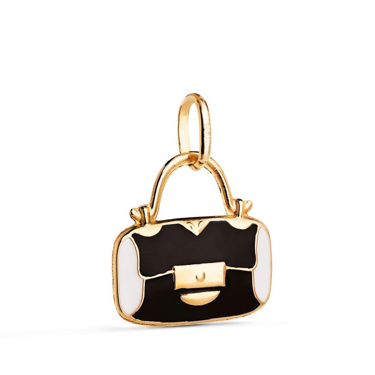 L'ATELIER D'AZUR Pendentif Or 18 Carats 750 Jaune - Motif Sac à Main Laqué - Chaine Offerte