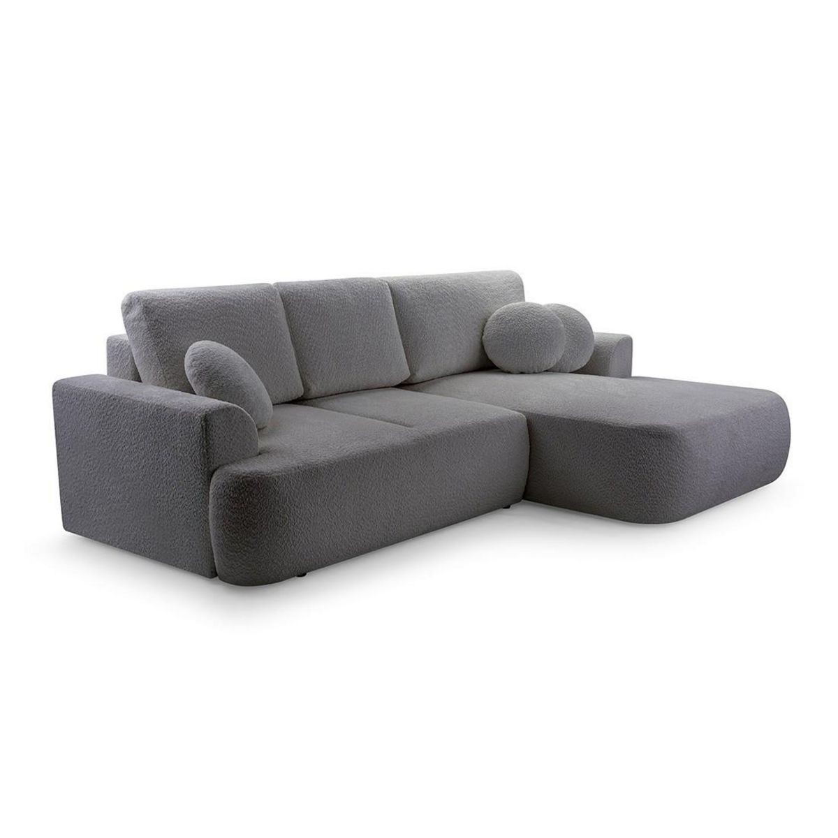 BEST MOBILIER Candela - canapé d'angle droit 4 places - convertible avec coffre - en tissu bouclette