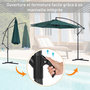 Voir la diapositive 6 : OUTSUNNY Parasol déporté octogonal inclinable manivelle pied acier Ø 3 x 2,5H m vert