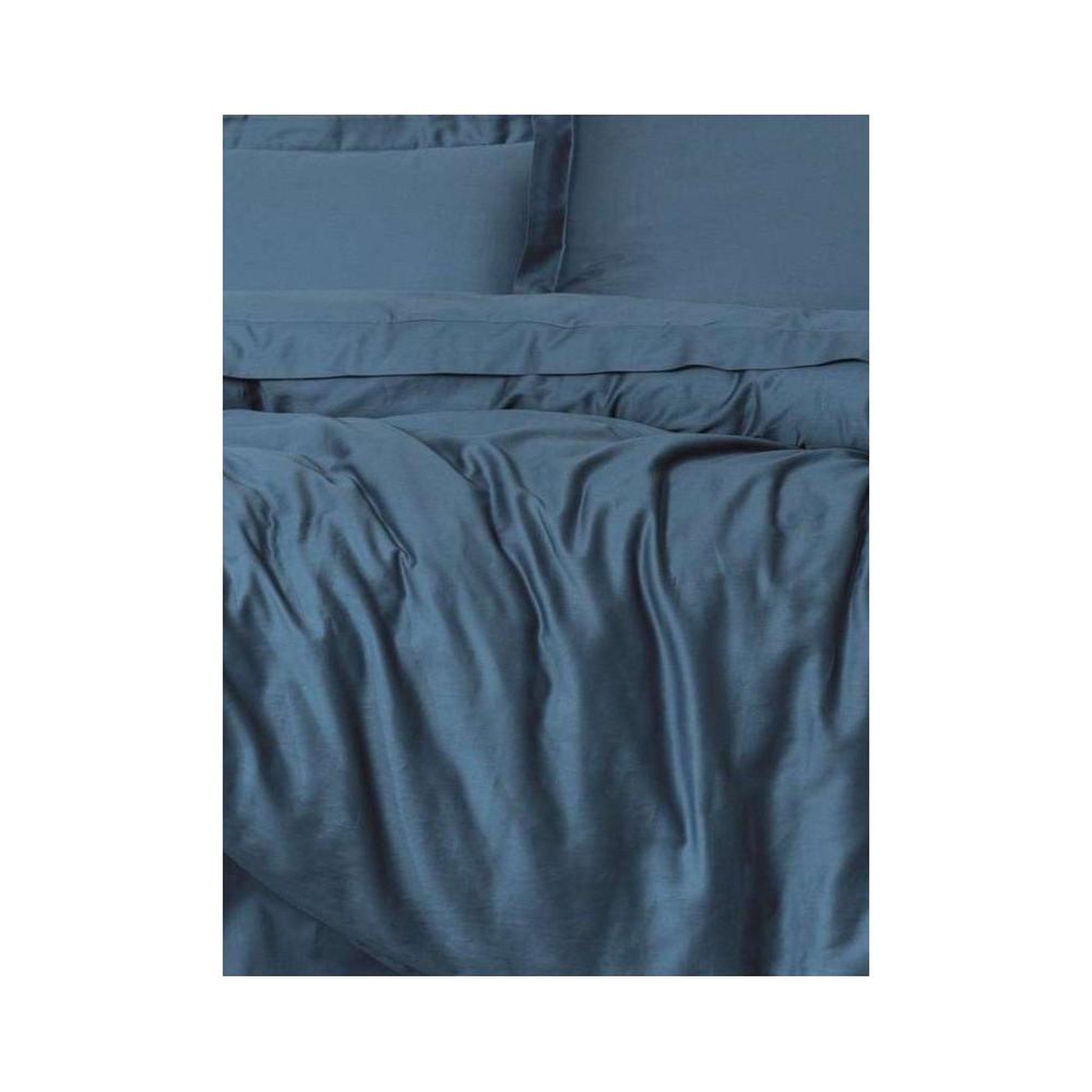 Voir la diapositive 4 : GENERIQUE Parure de lit - 1 housse de couette 140 x 200cm + 1 taies d'oreiller 60 x 60 cm - Satin - Bleu