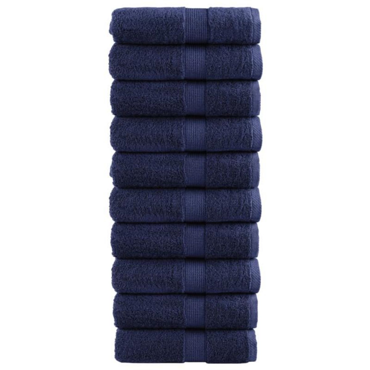 VIDAXL Serviettes d invité de qualité sup. SOLUND 10 pcs bleu marine